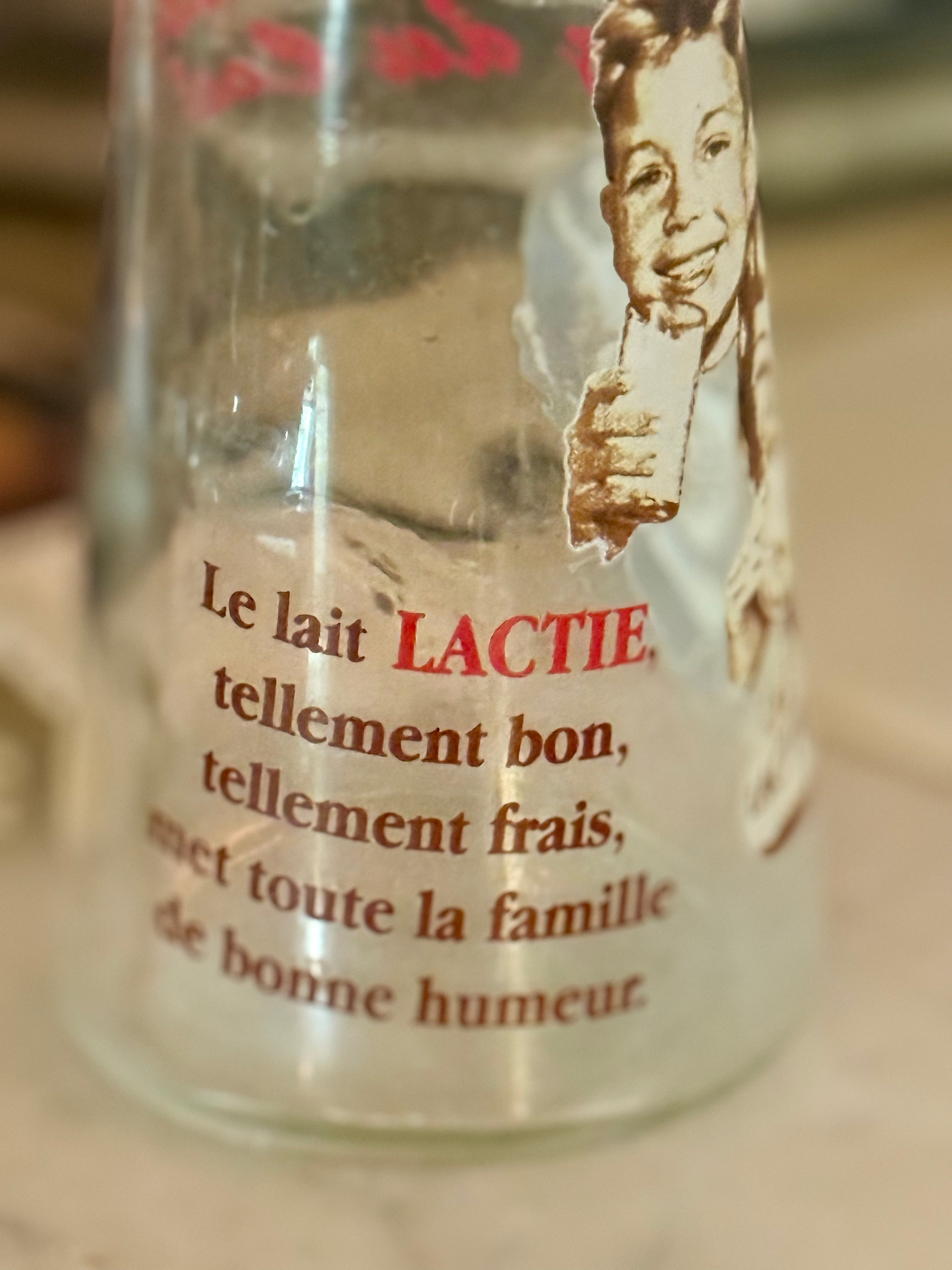French Advertising Milk Bottle – Lactie Retro Graphic Design