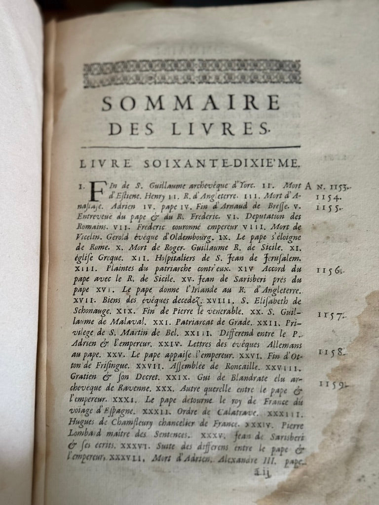 Antique French Folio – Histoire Ecclésiastique, c. 1750s–1770s, Leather-Bound