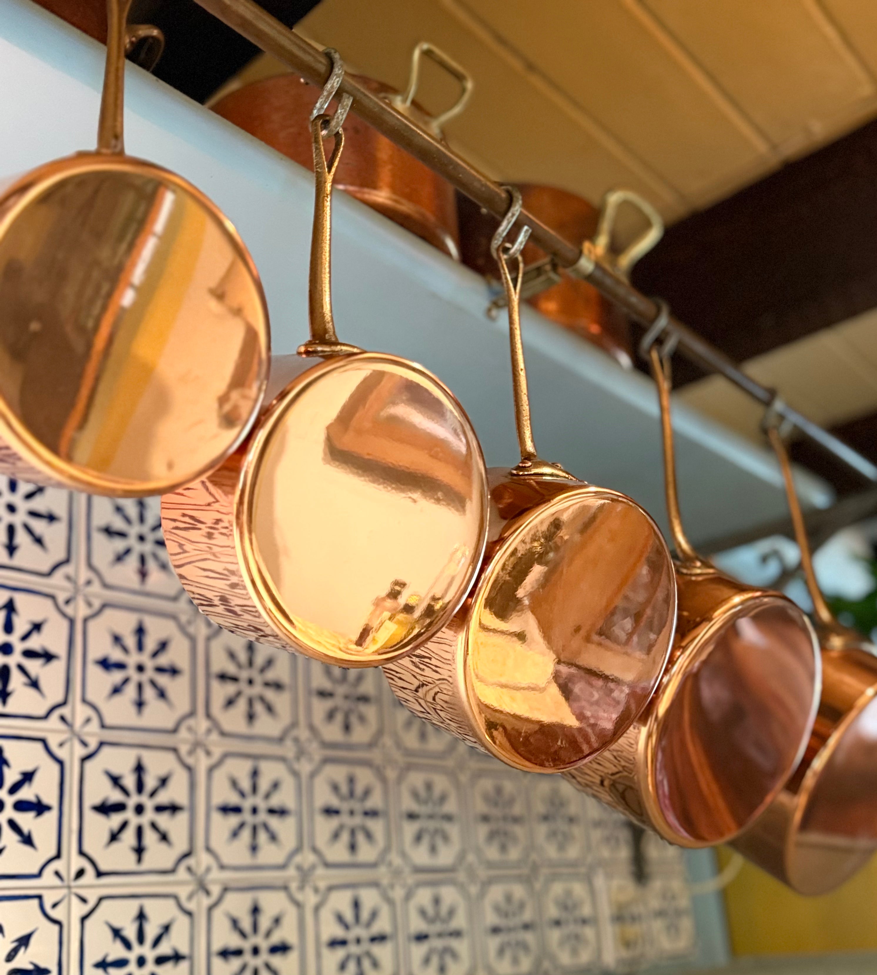 French Copper Nesting Saucepan Set – Stamped & Tin-Lined