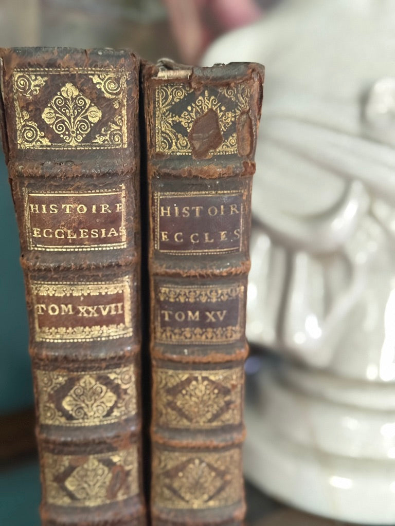 Antique French Folio – Histoire Ecclésiastique, c. 1750s–1770s, Leather-Bound