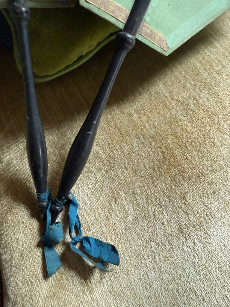 Rare Napoléon III Era Papier-Mâché Hand Fans with Romantic Scenes -