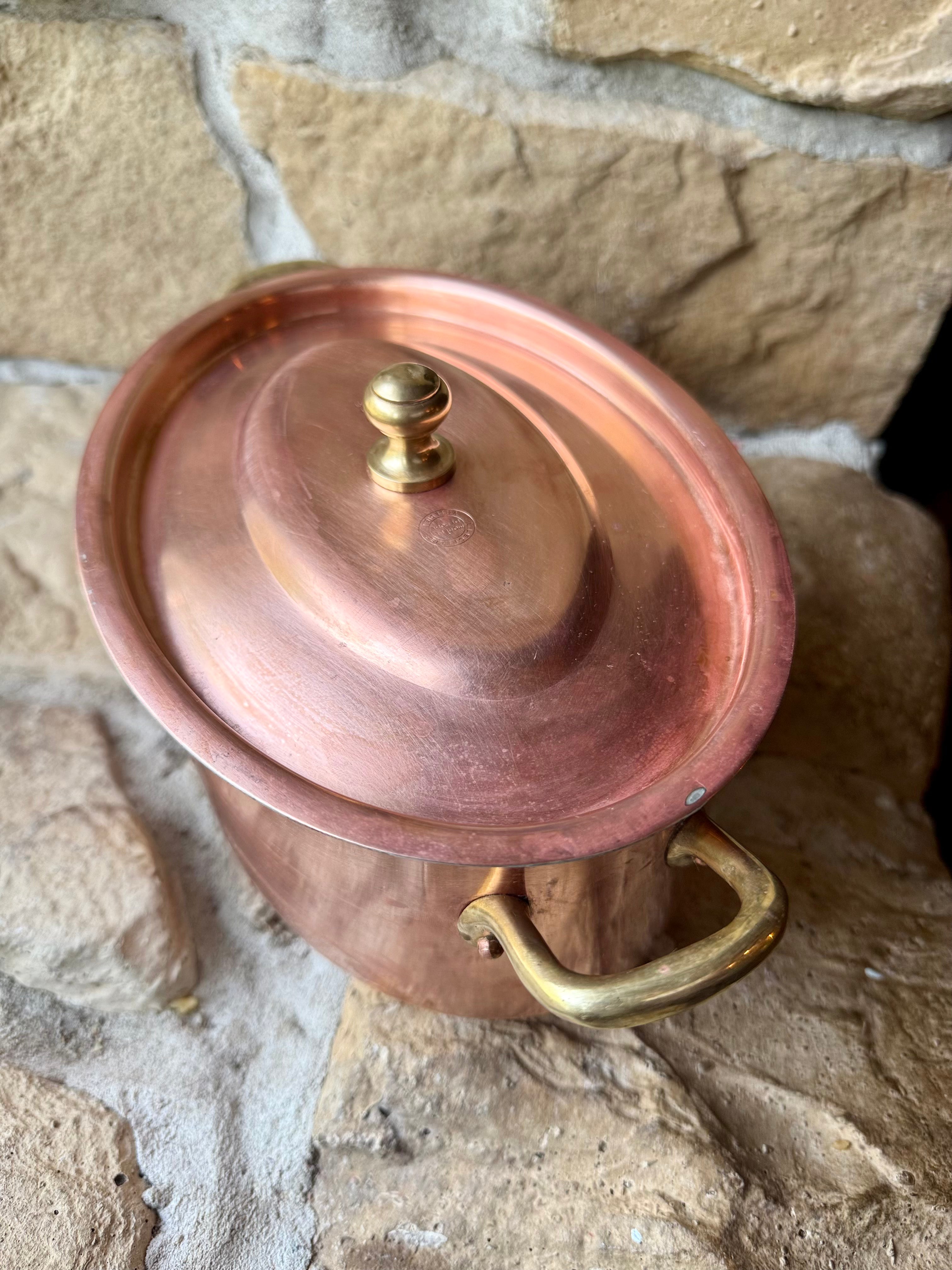 Villedieu-les-Poêles French Copper Oval Casserole with Lid – Stamped & Heavy Gauge