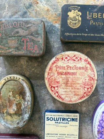 Vintage French Candy & Pharmacy Tins – Decorative Collectibles, Early–Mid 20th Century