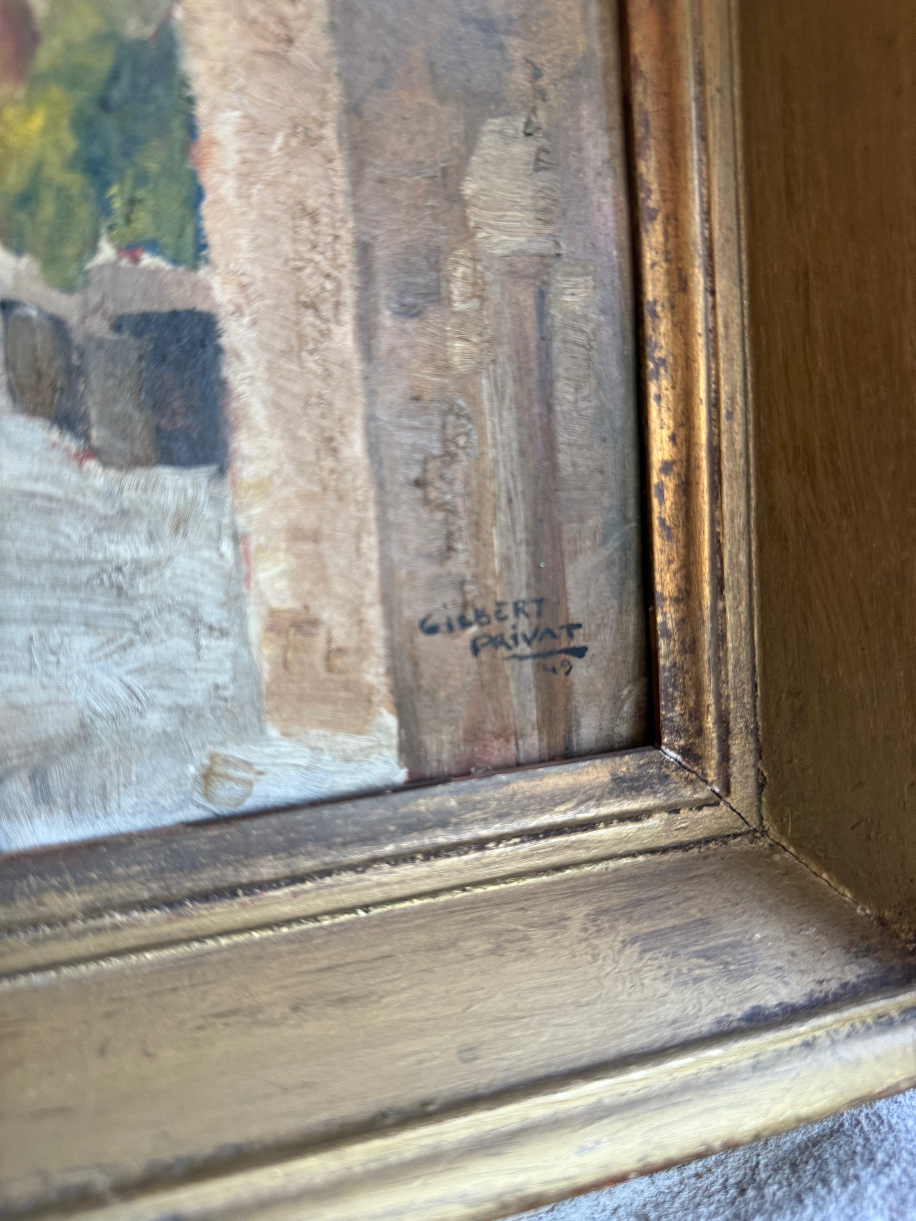 Gilbert Privat (1892–1969) – Signed Oil Painting of a French Village Street (1949) Listed Artist | Salon des Artistes Français | Légion d’honneur