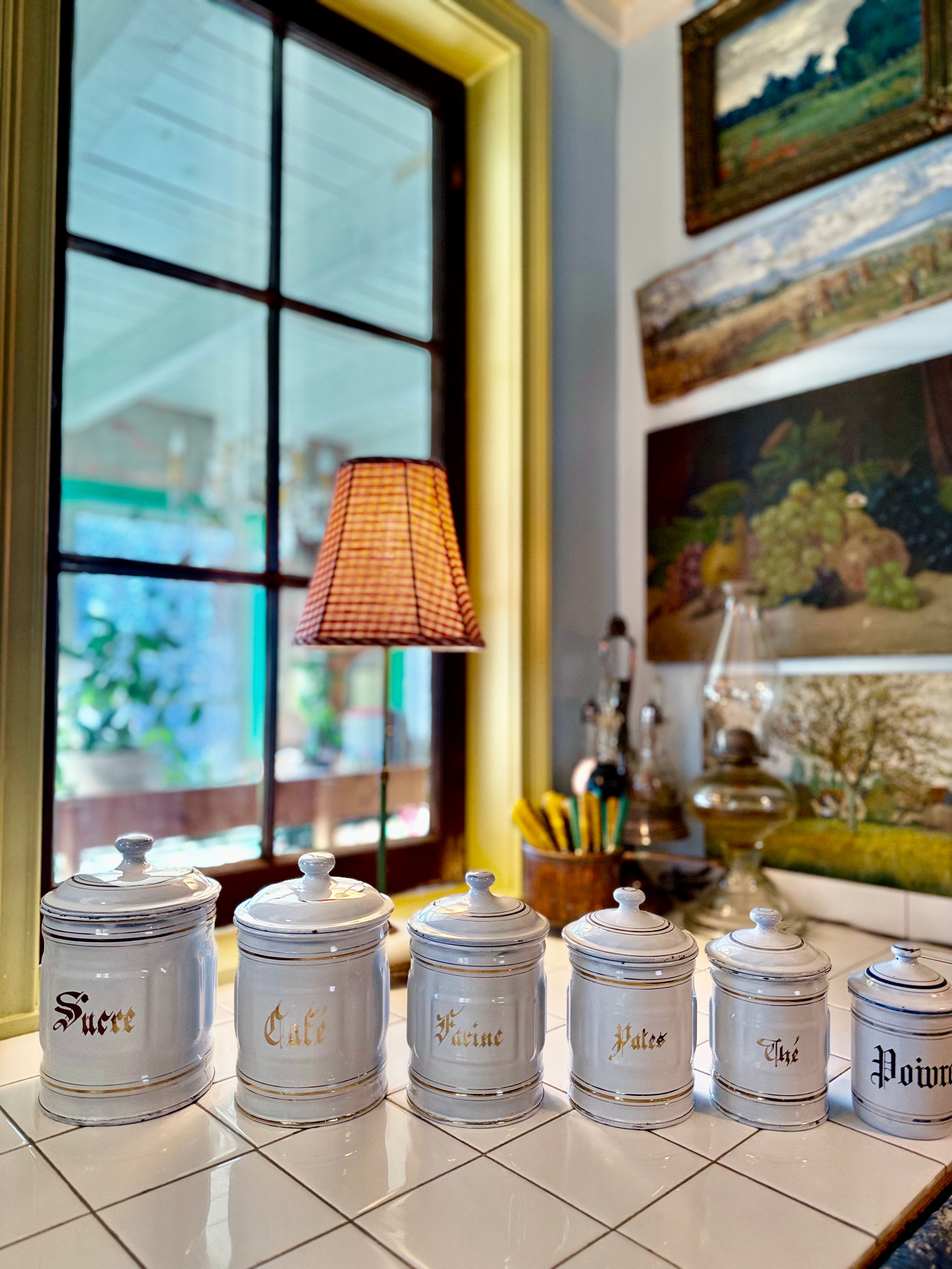 6 Canisters in Chic White and Gold - So Elegant!
