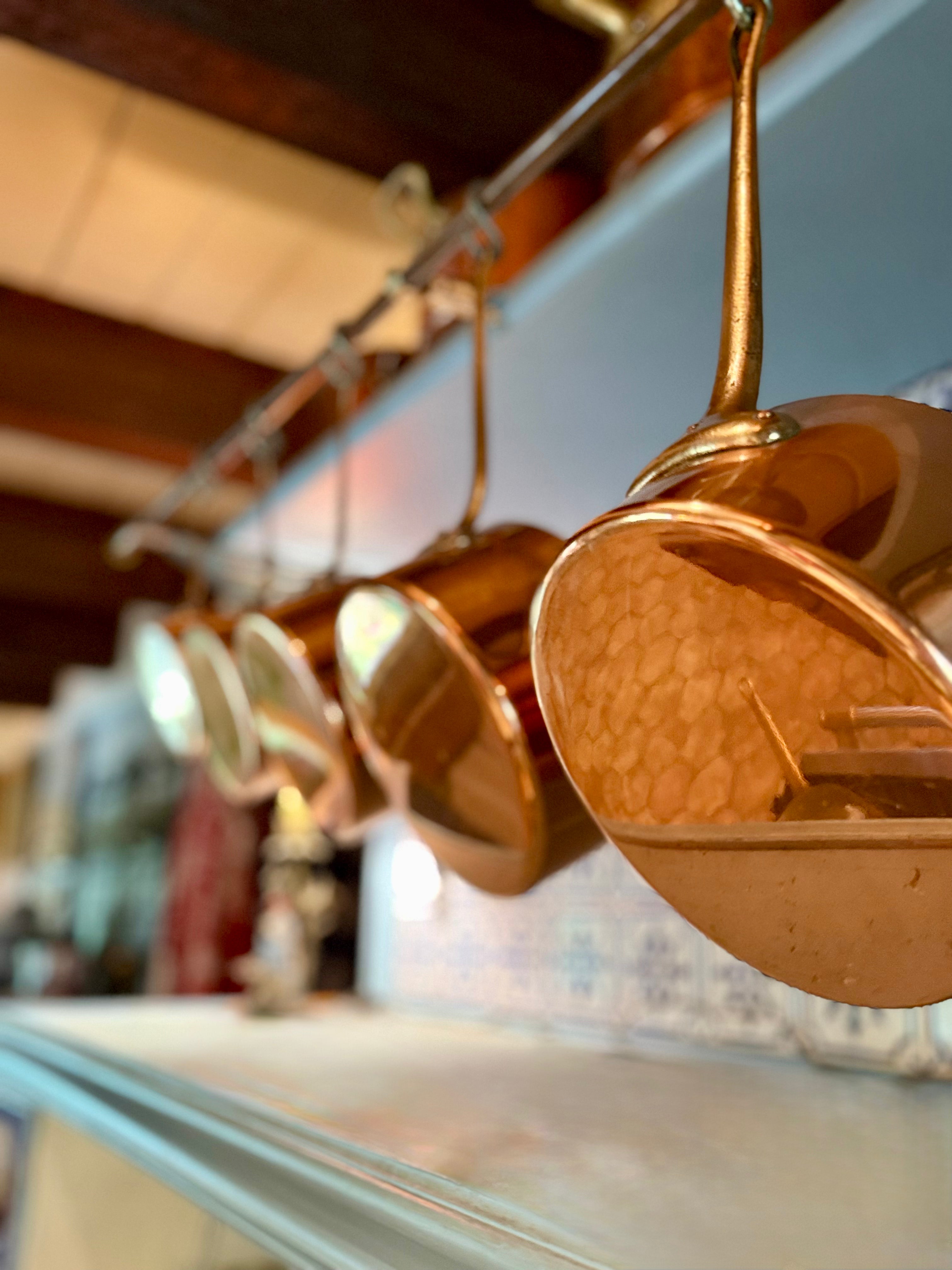 French Copper Nesting Saucepan Set – Stamped & Tin-Lined