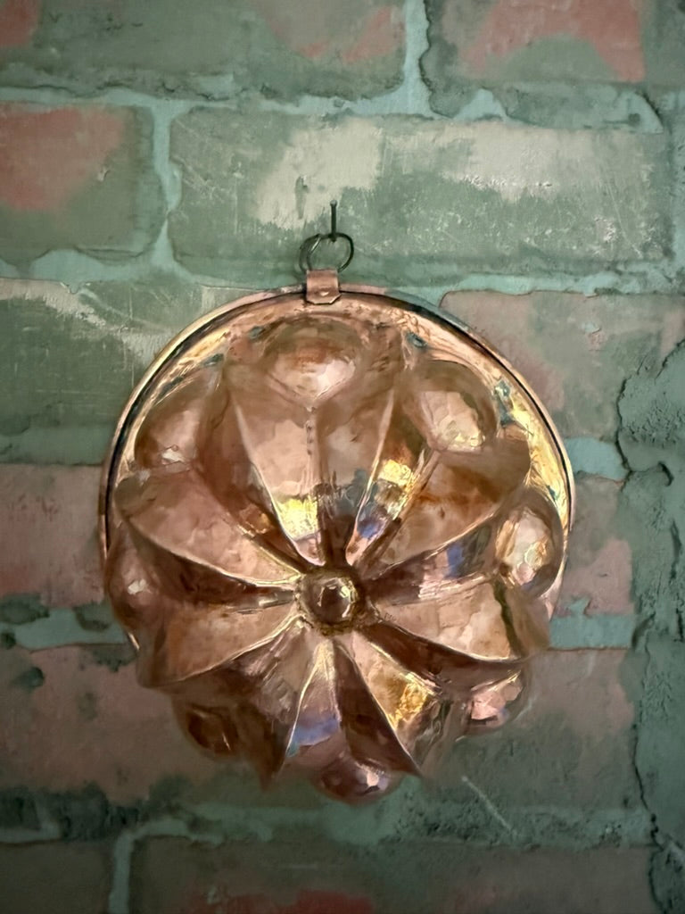 Antique French Copper “Rosette” Mold | Hand-Hammered | 6.75" x 4" | Early 20th Century