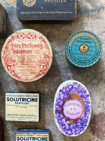 Vintage French Candy & Pharmacy Tins – Decorative Collectibles, Early–Mid 20th Century