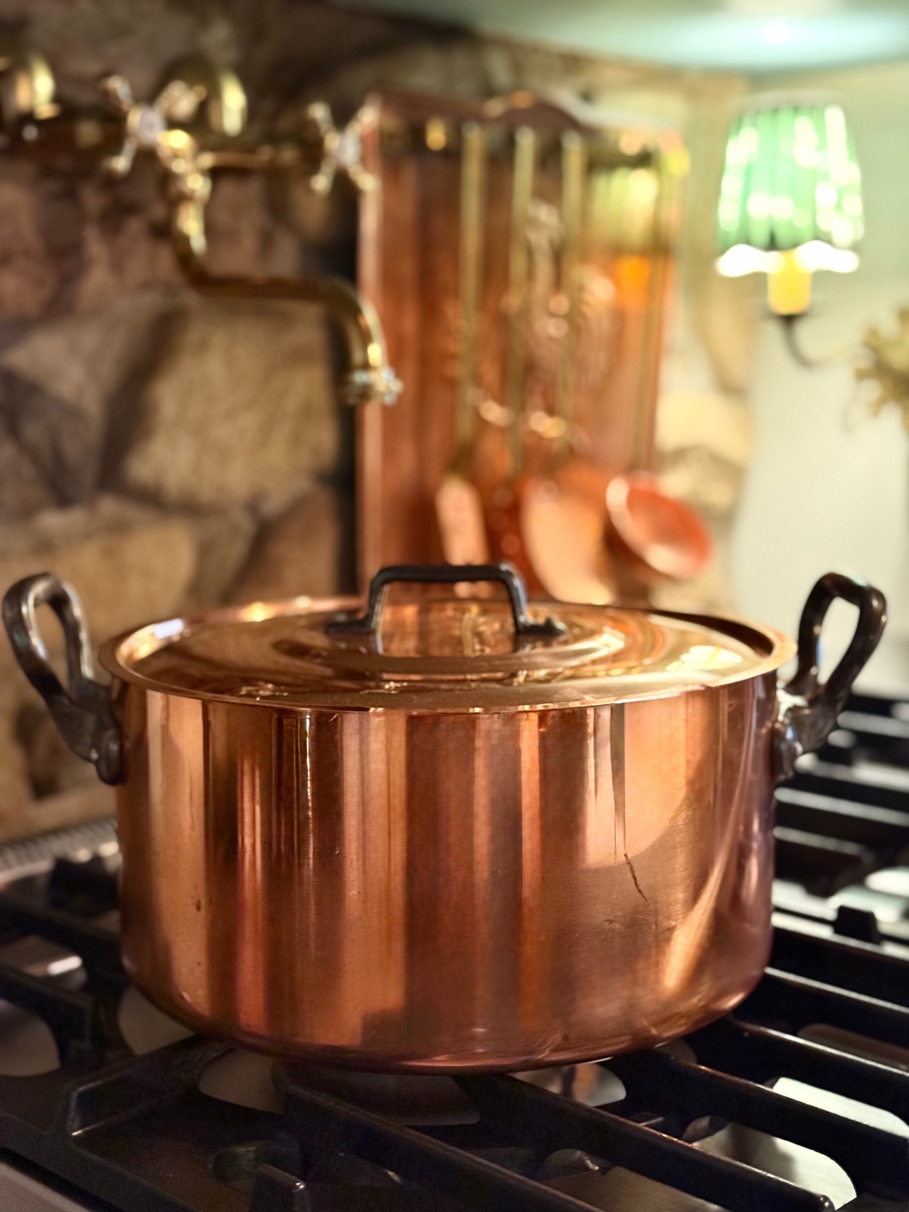 Grand French Copper Casserole – Stamped “Made in France,” Villedieu-les-Poêles, Normandy