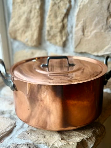Grand French Copper Casserole – Stamped “Made in France,” Villedieu-les-Poêles, Normandy