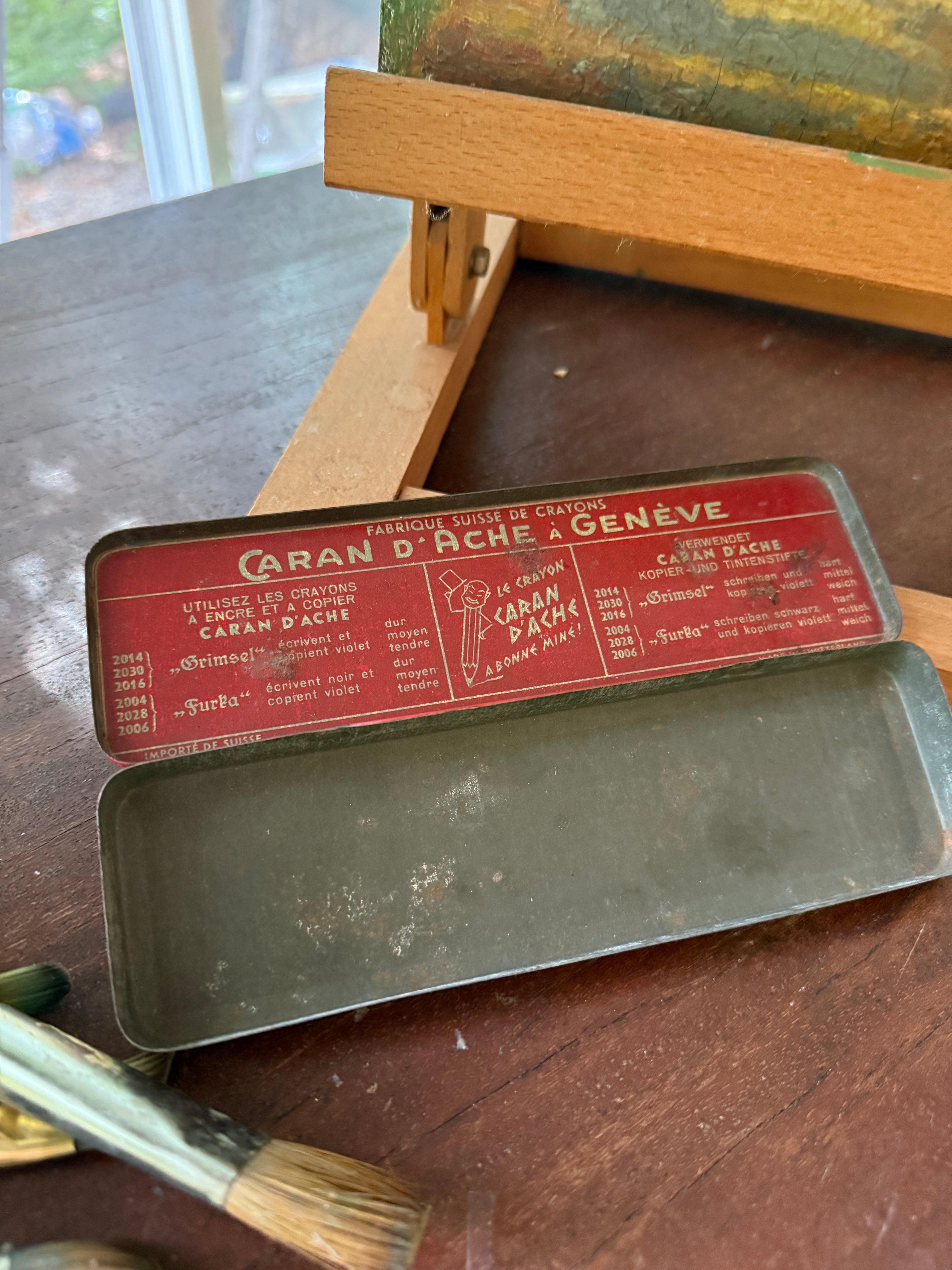 Vintage Caran d’Ache Pencil Tin – Swiss Artist’s Supply, Mid-20th Century