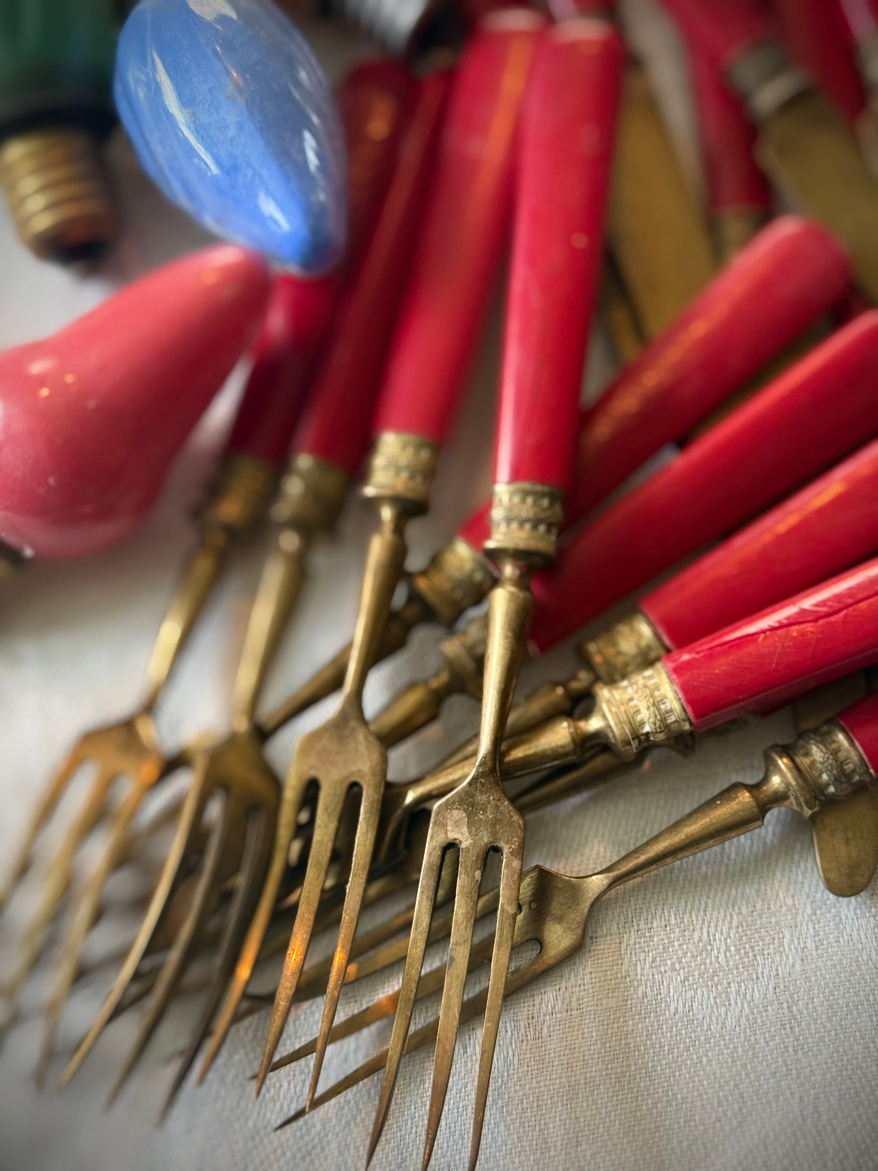 Vintage French Red Bakelite Flatware Set | 20 Pieces