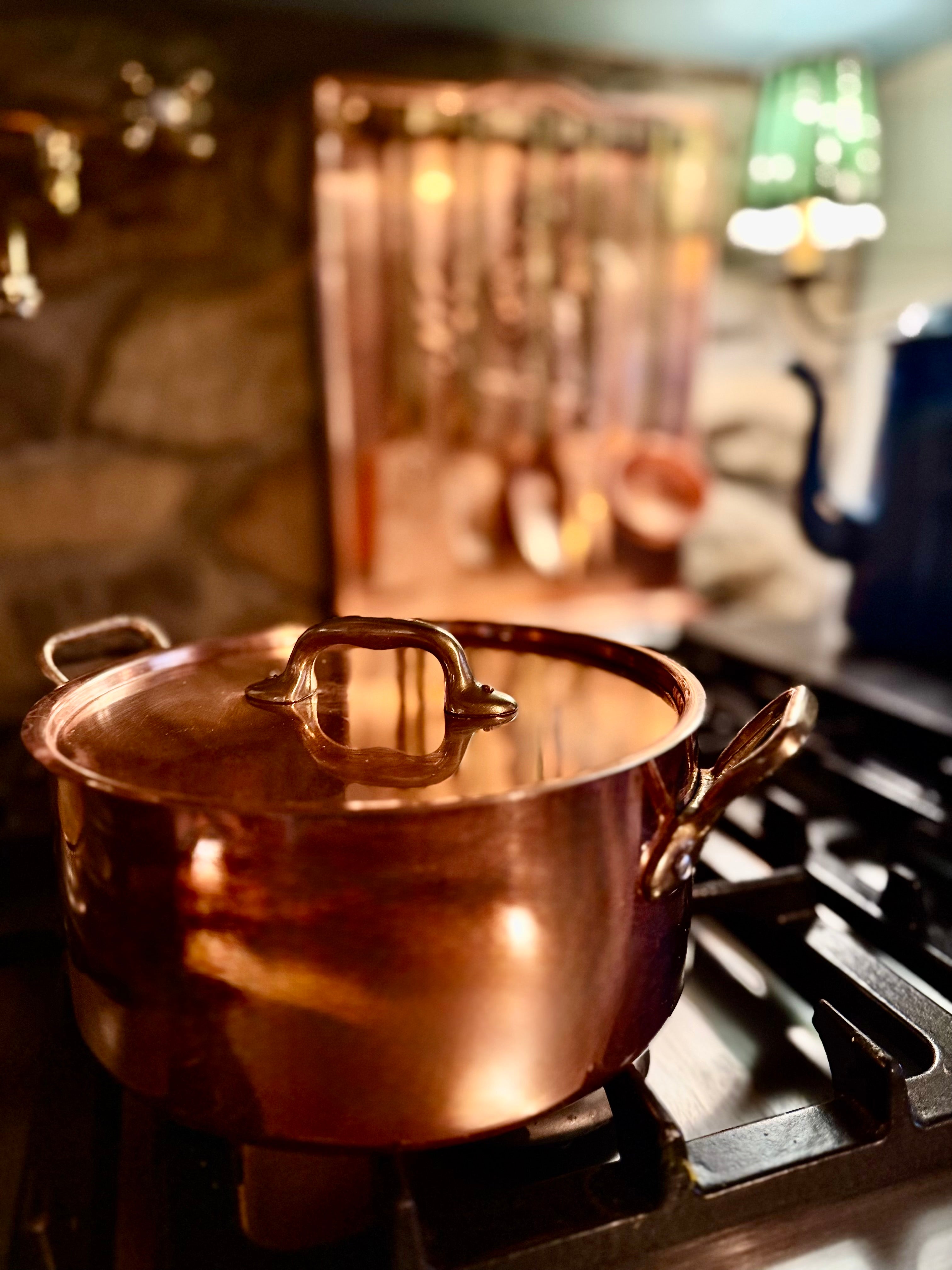 French Copper Stockpot with Lid | 8" x 4"