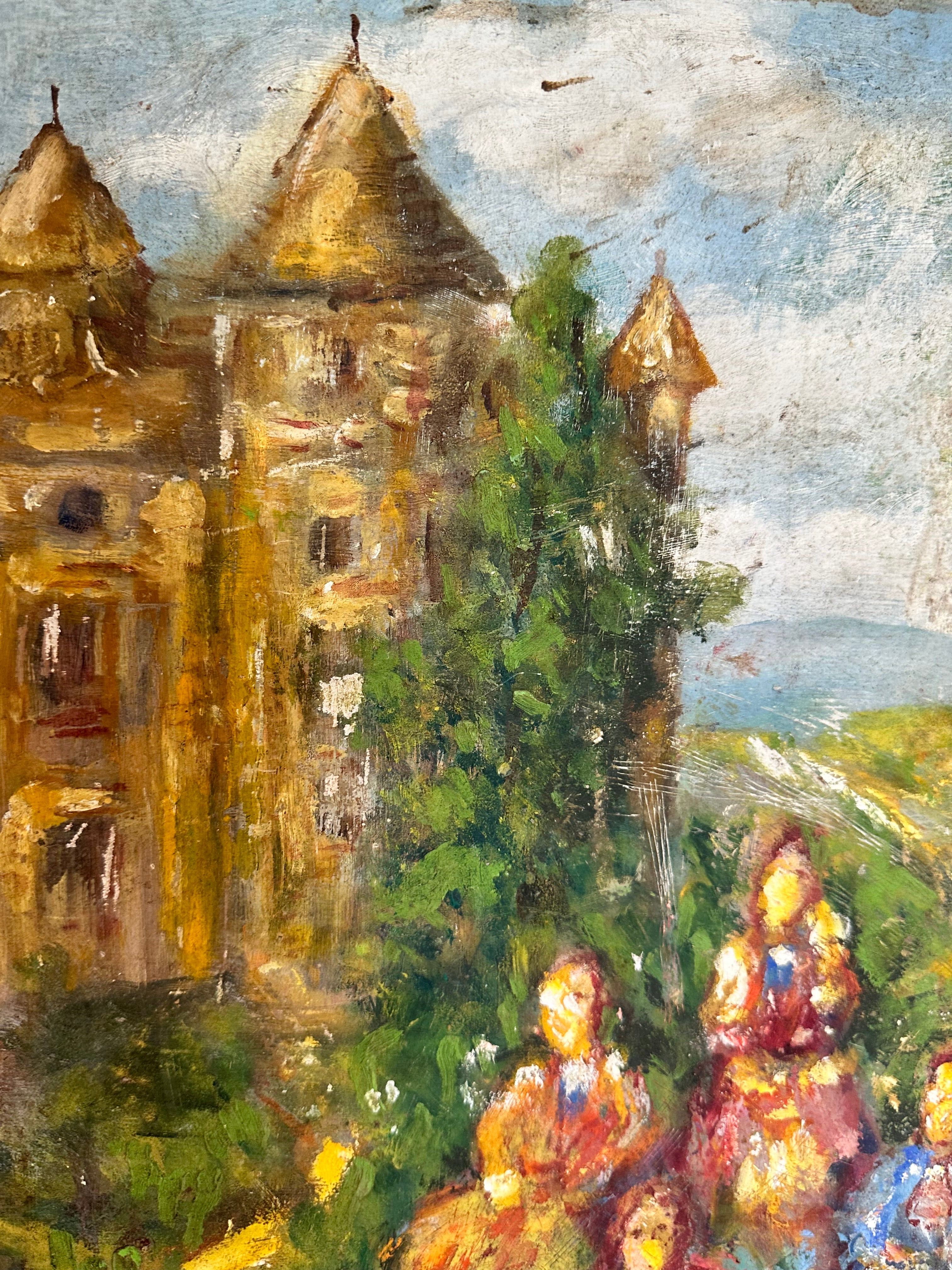 Ladies at Picnic Signed Oil Painting - LARGE