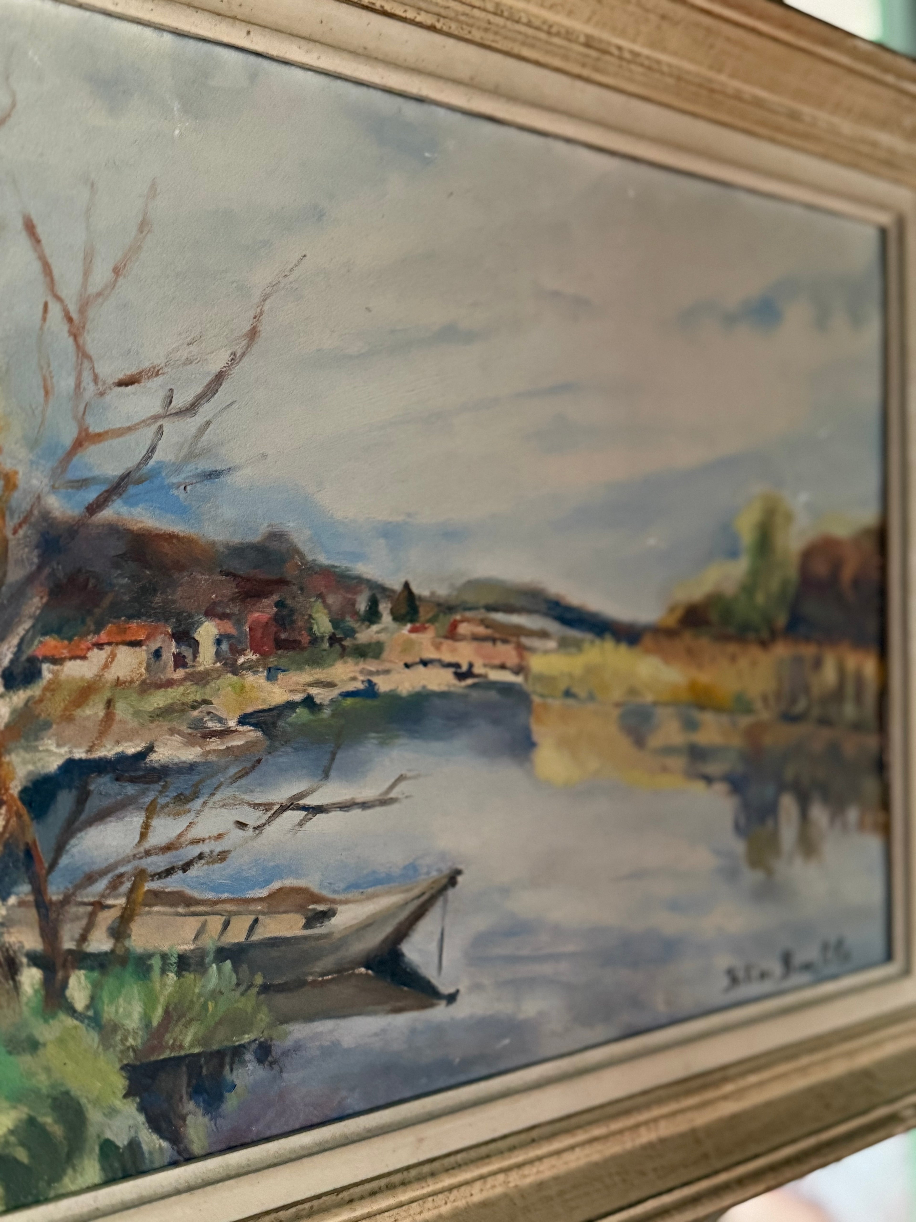 Framed French Landscape – “Stillness in Saintonge” Gouache on Board