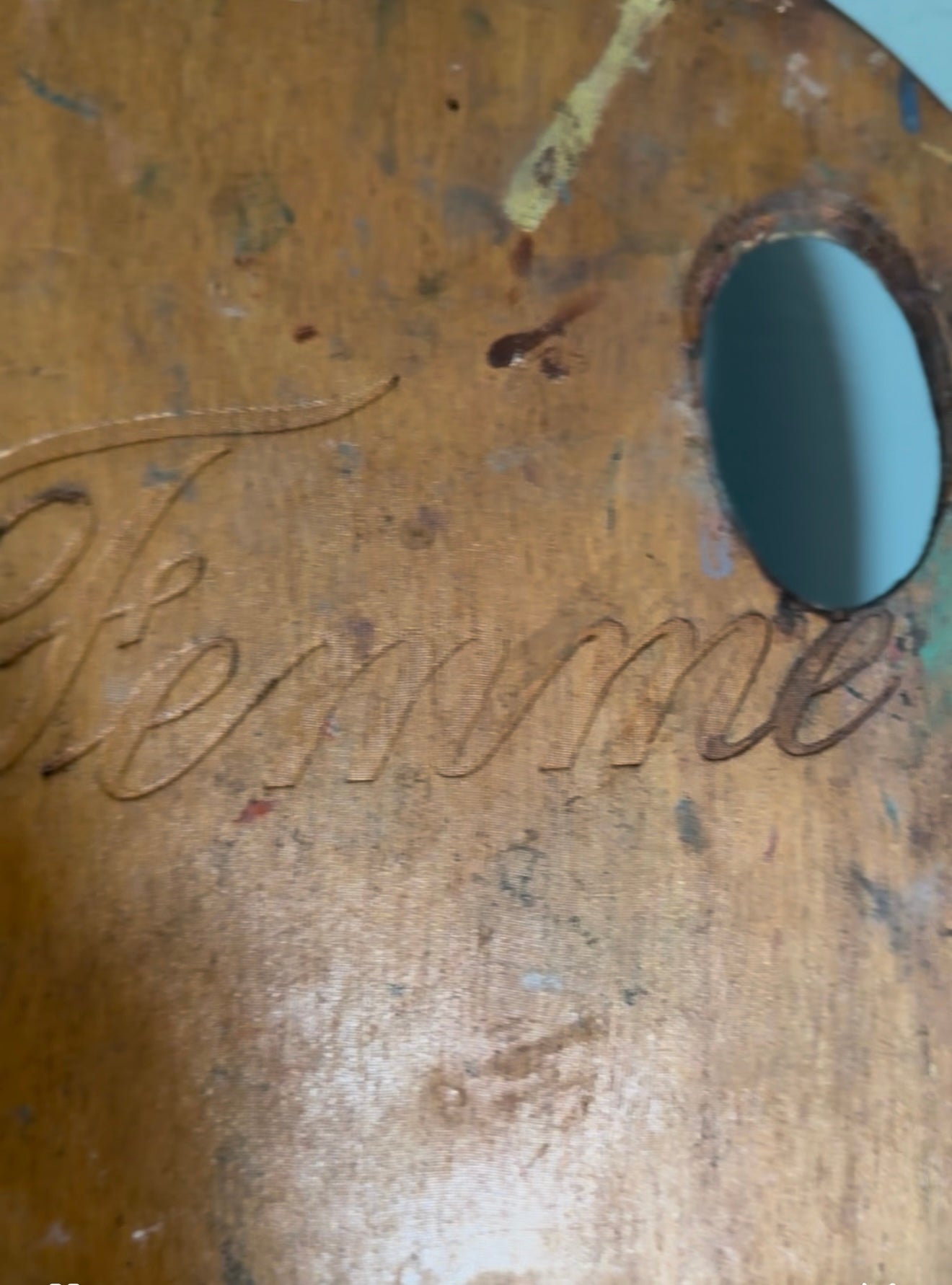 Antique French Artist’s Palette – “Bleu Femme”