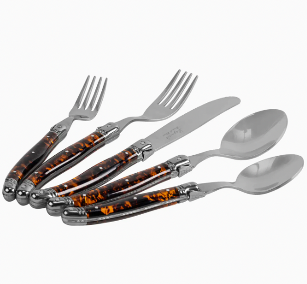 Laguiole Connoisseur 20pc 18/10 Ss Tortoise Flatware Set