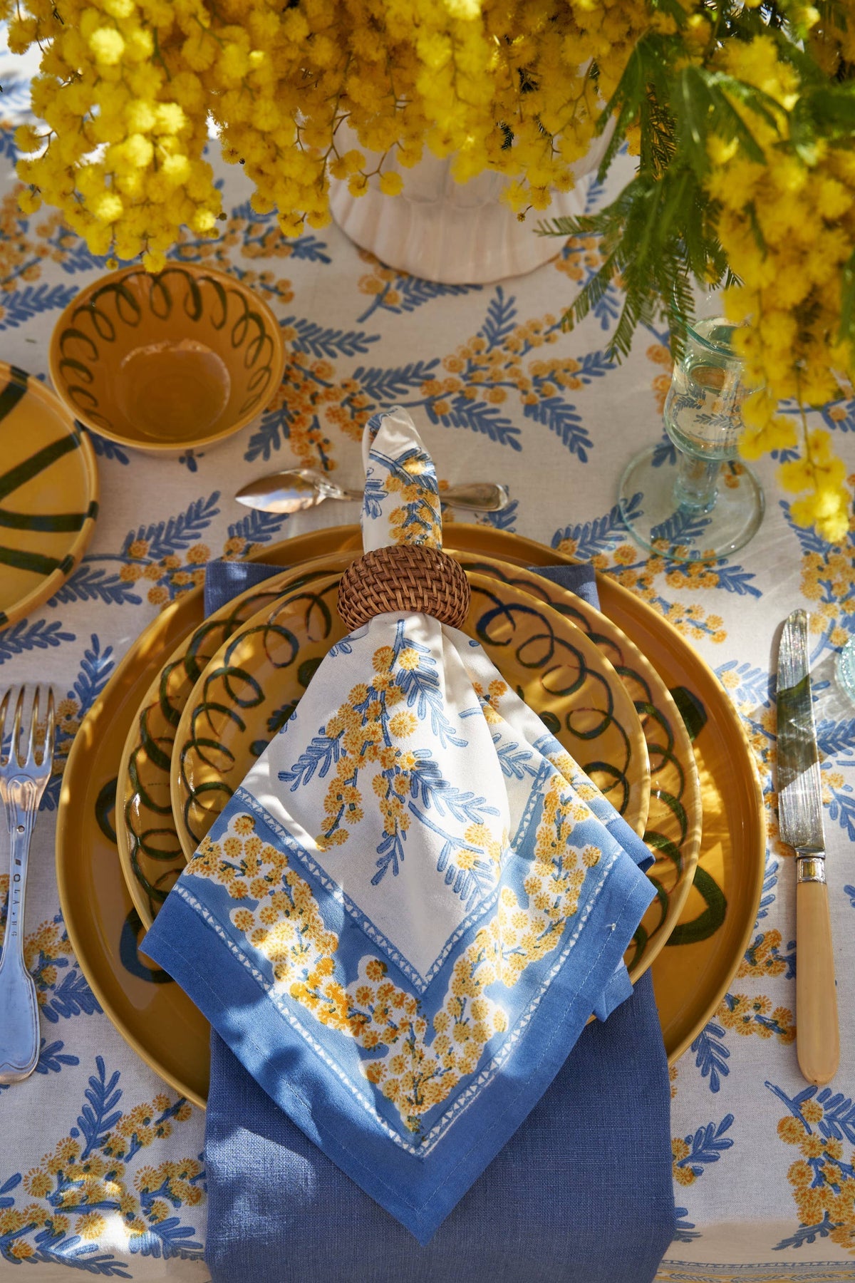 Mimosa Blue/Yellow Napkins 19x19 - Set of 6