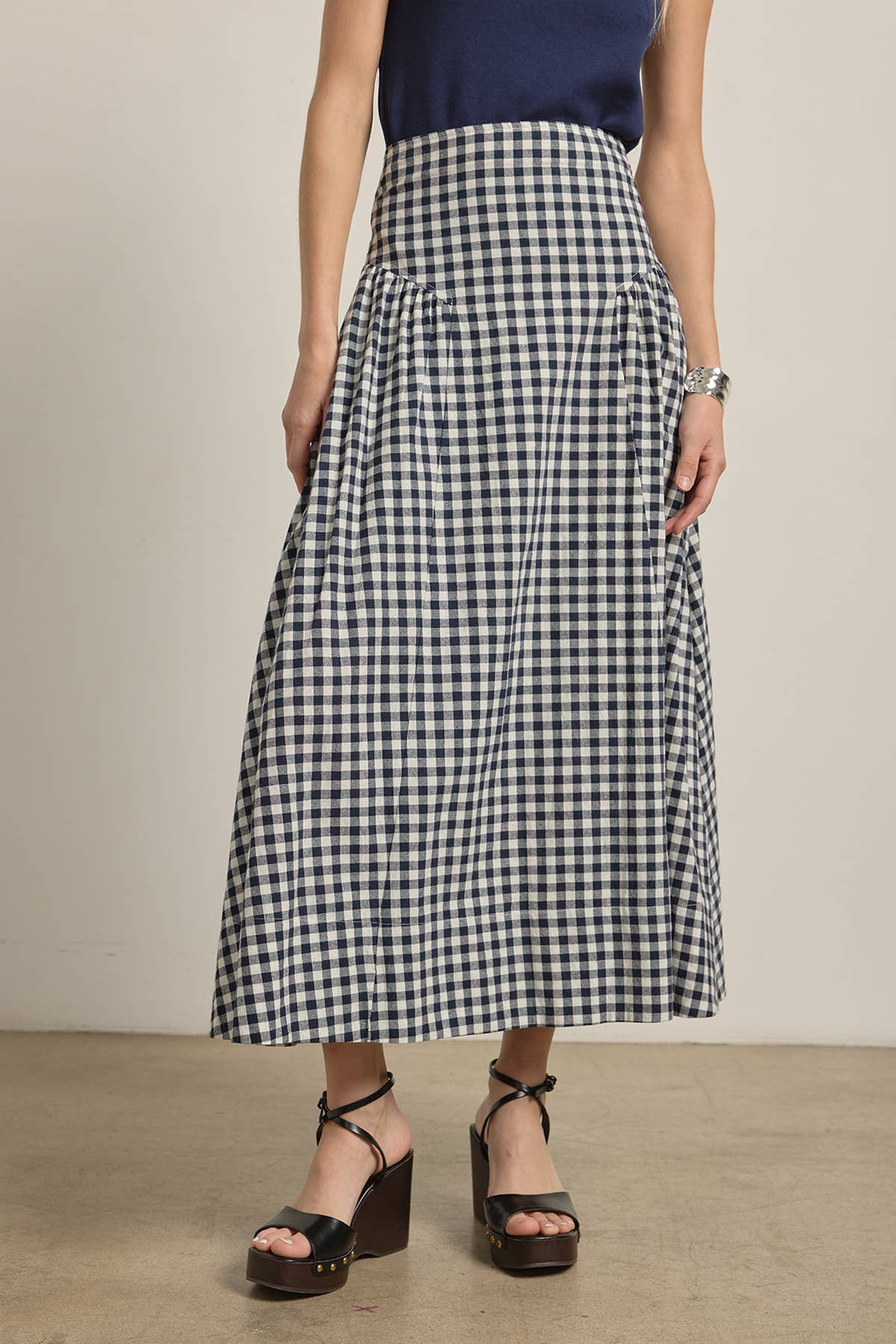 Gingham Garden Midi Skirt