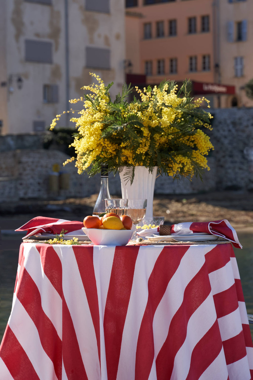 St. Tropez Red Stripes | French Tablecloth