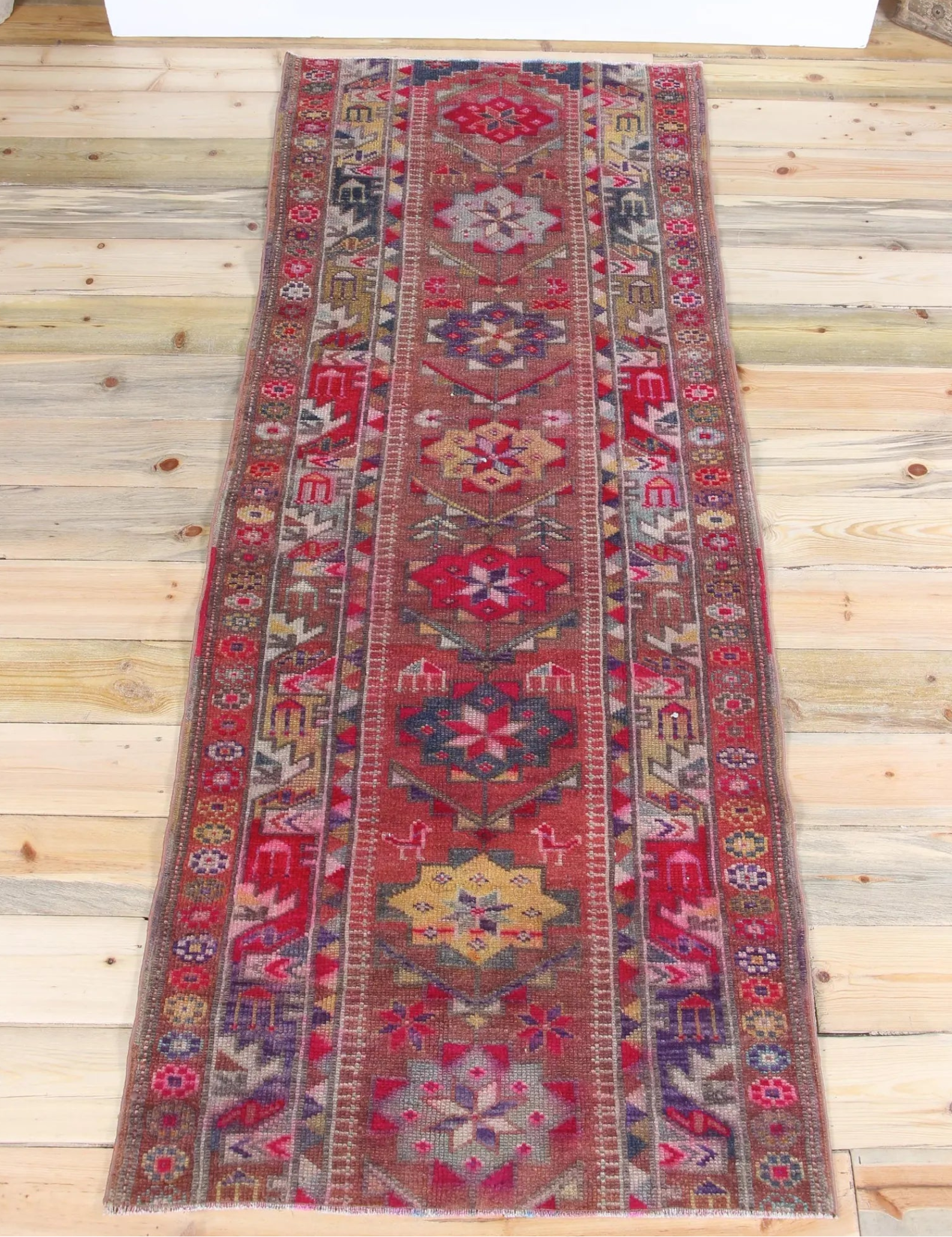 Vintage Anatolian Turkish Wool Runner | Hand-Knotted Village Rug | 3.9 x 7.2 ft