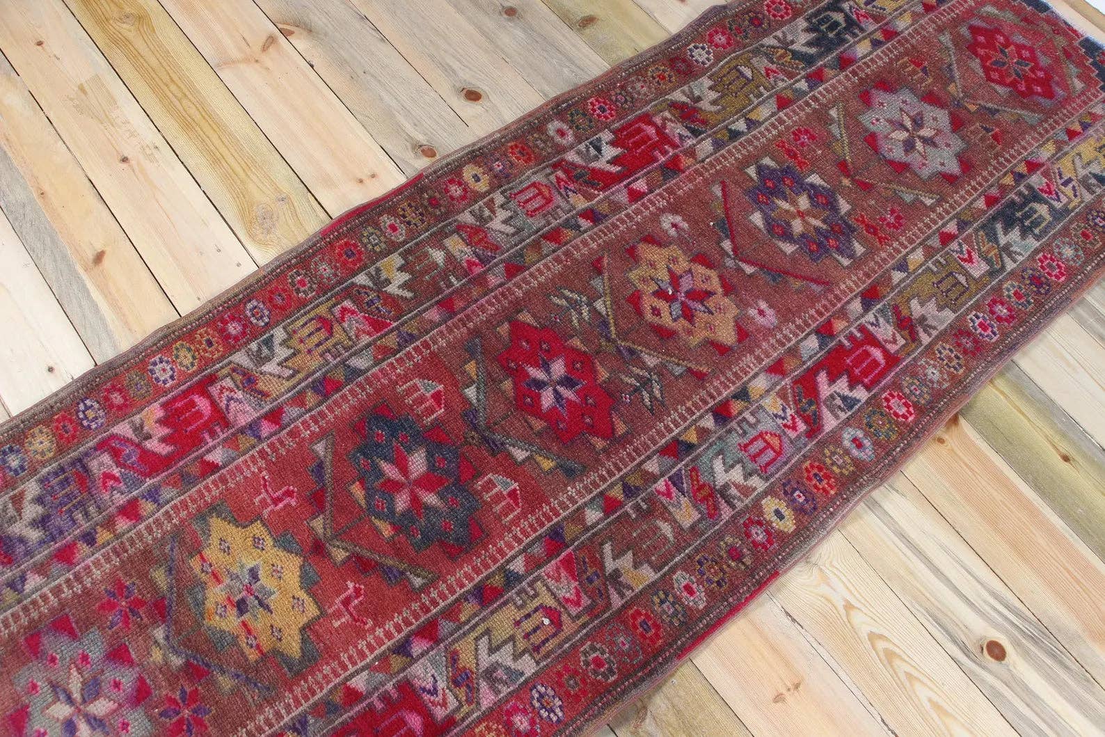 Vintage Anatolian Turkish Wool Runner | Hand-Knotted Village Rug | 3.9 x 7.2 ft
