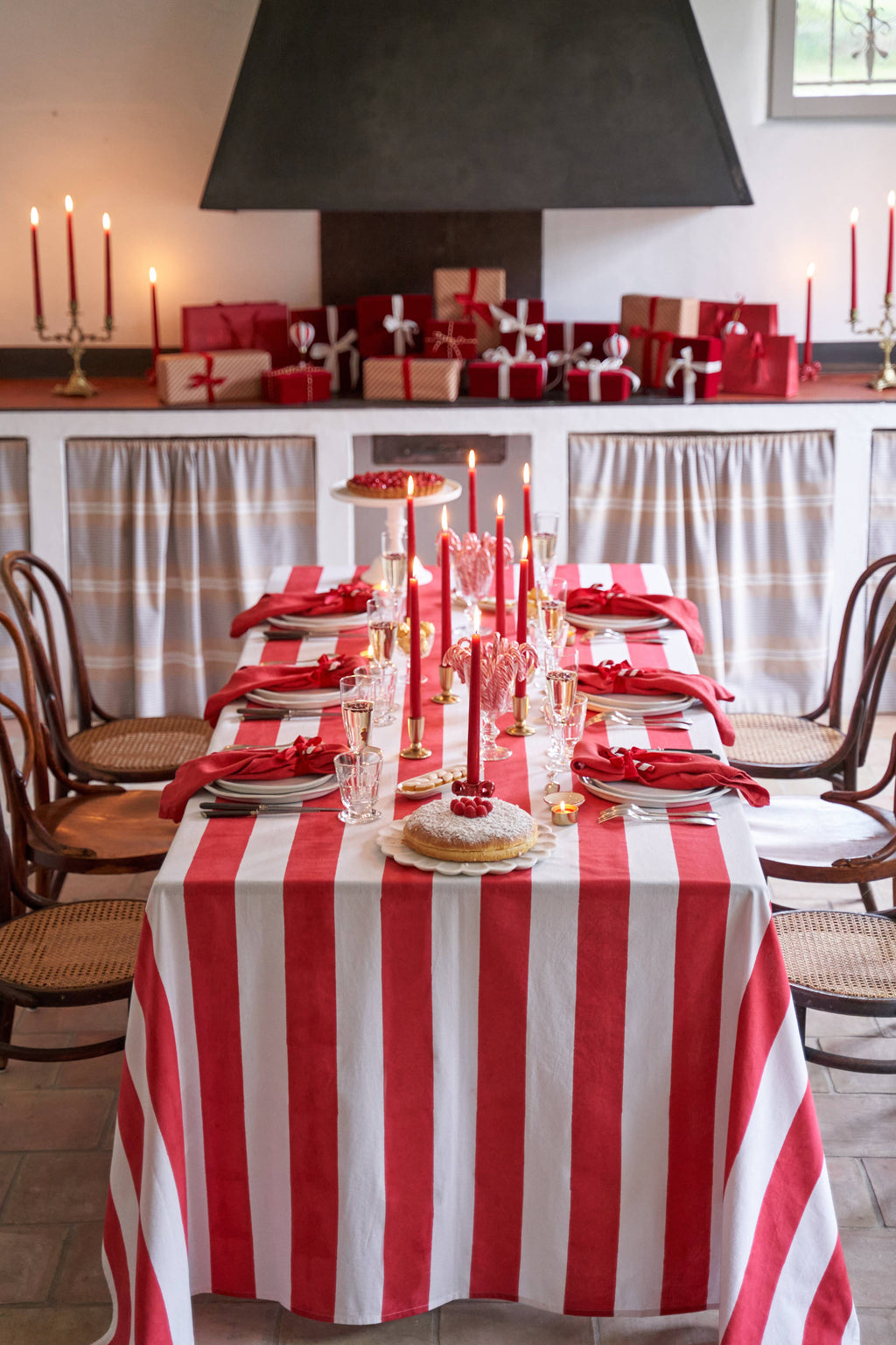 St. Tropez Red Stripes | French Tablecloth