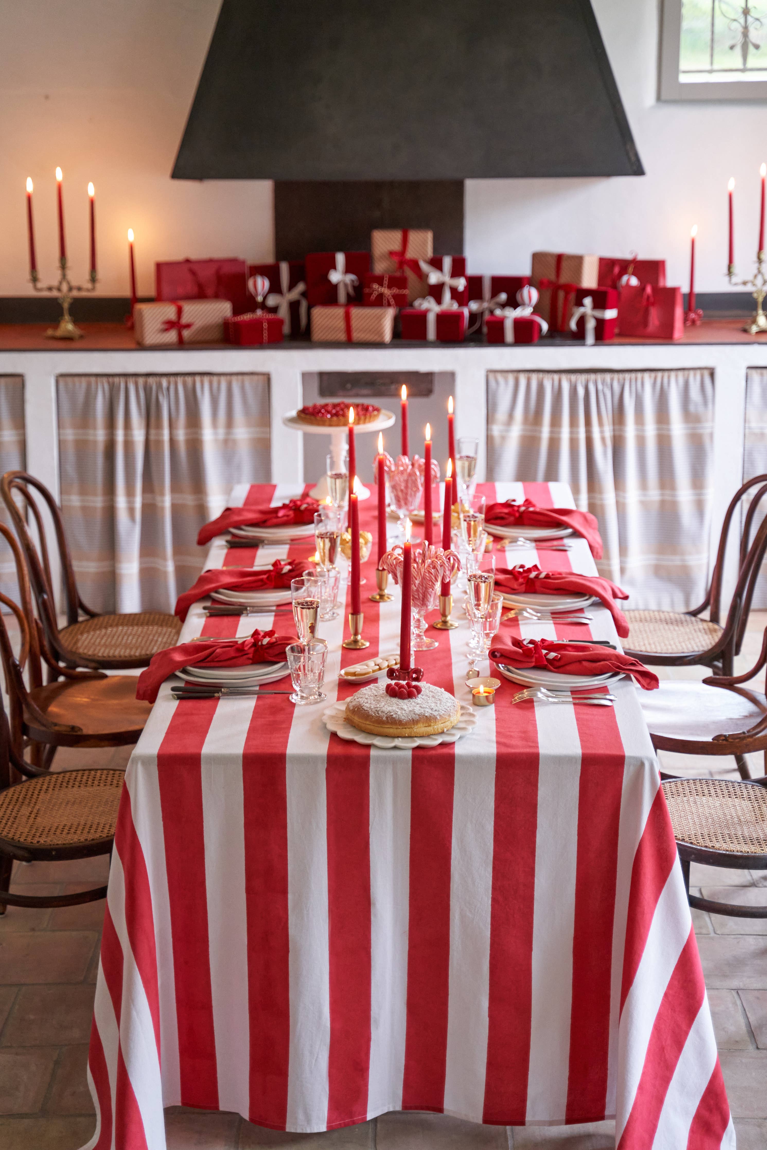 St. Tropez Red Stripes | French Tablecloth