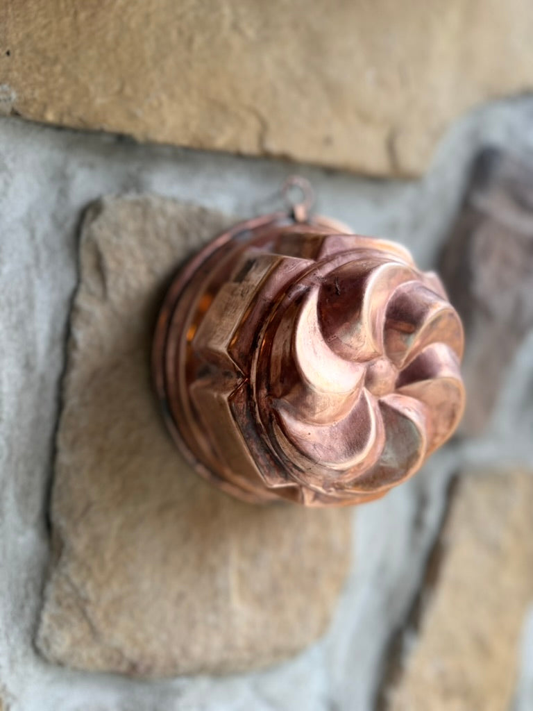 Antique French Copper Turban Mold – Petite Swirl Form (5.5" x 3.5")
