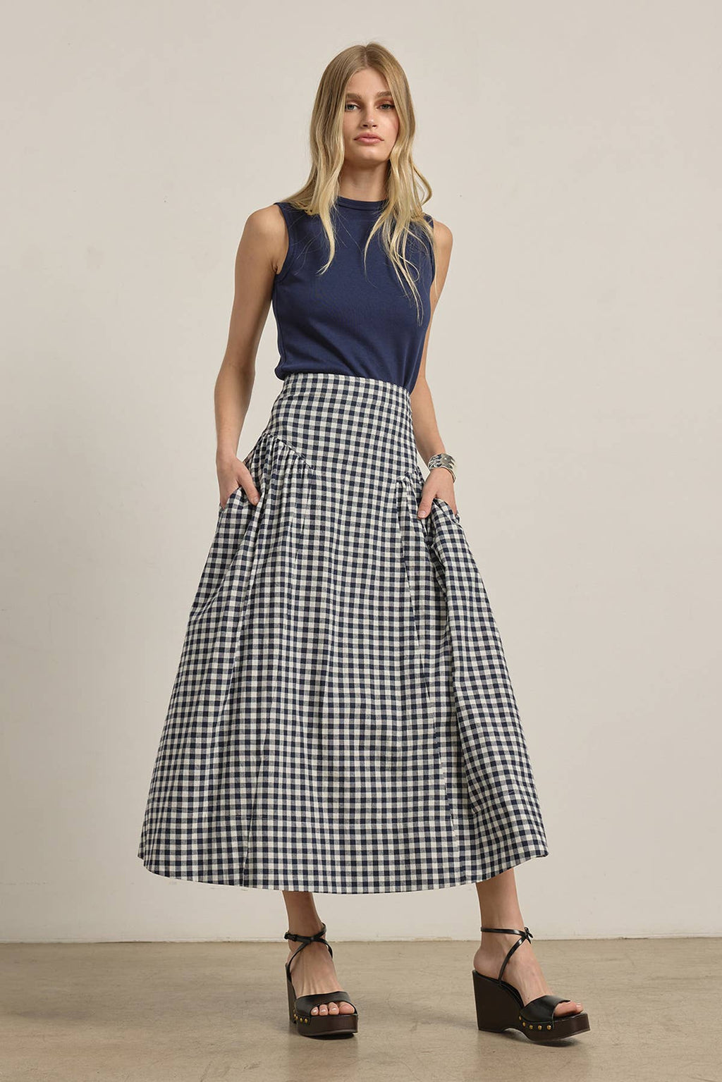 Gingham Garden Midi Skirt