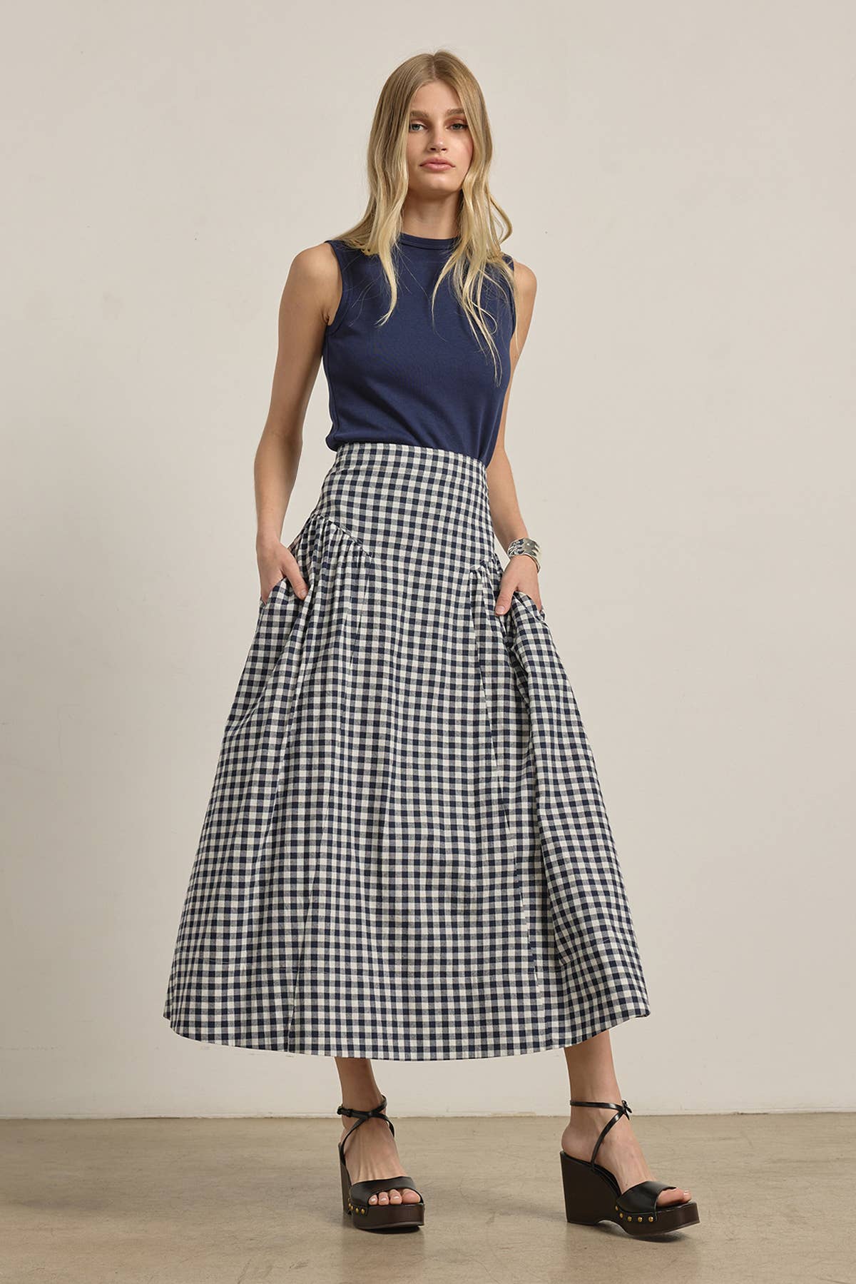 Gingham Garden Midi Skirt