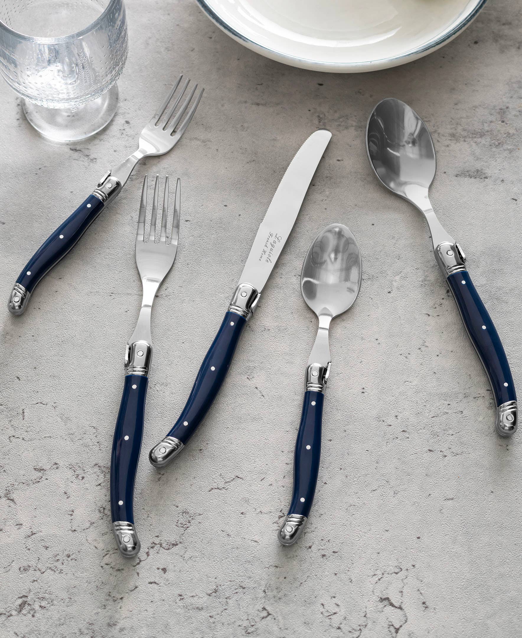 Laguiole Connoisseur 18/10 Stainless-Steel Navy Flatware Set
