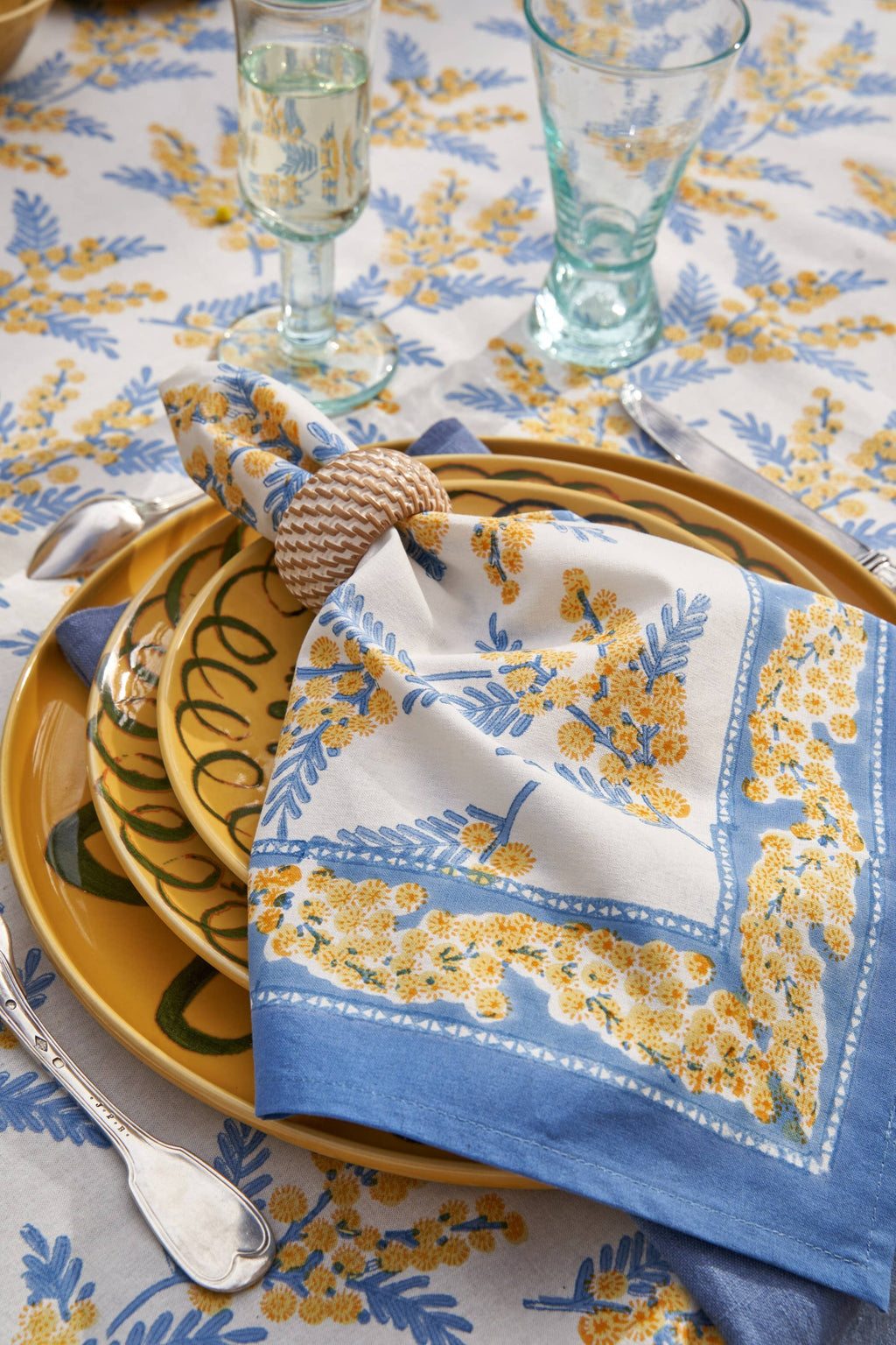 Mimosa Blue/Yellow Napkins 19x19 - Set of 6