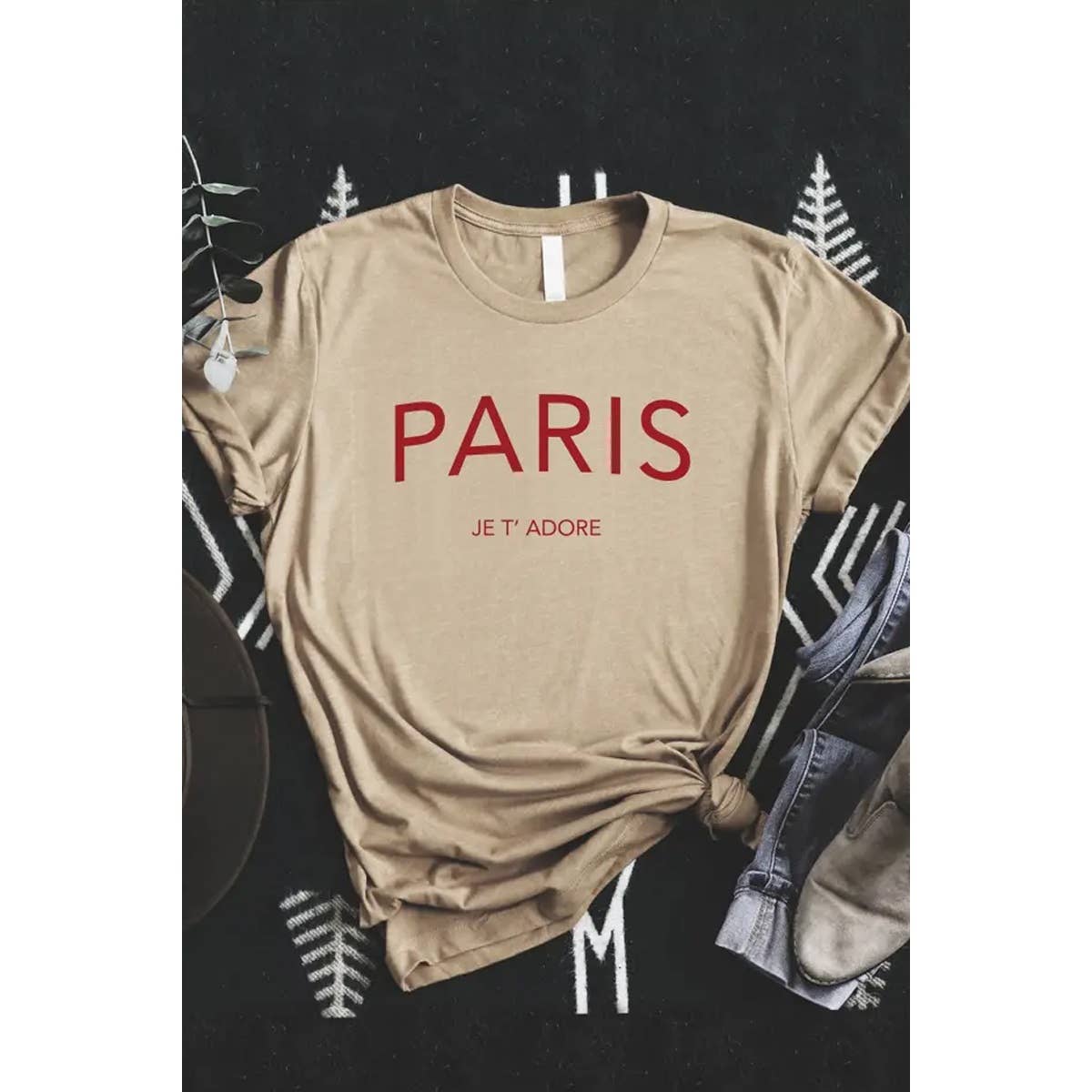 PARIS Je T'adore French Typography Women's Jersey Tee