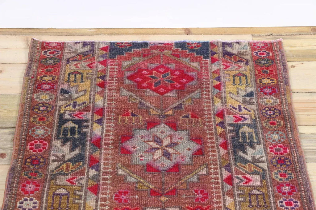 Vintage Anatolian Turkish Wool Runner | Hand-Knotted Village Rug | 3.9 x 7.2 ft
