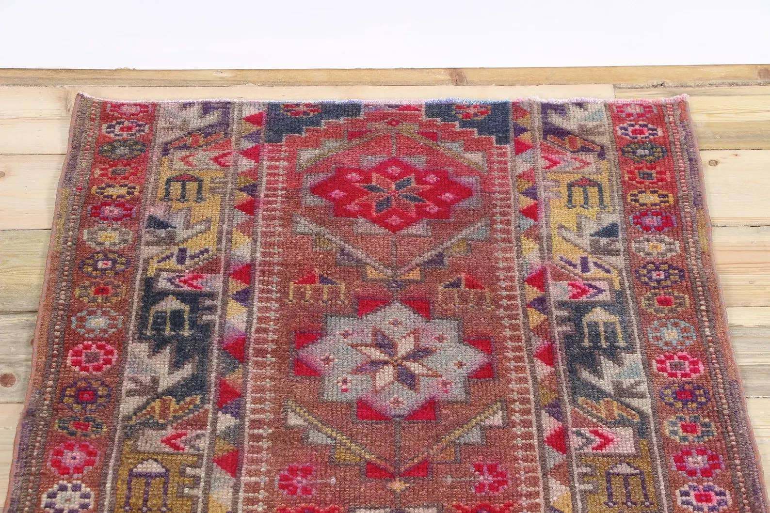 Vintage Anatolian Turkish Wool Runner | Hand-Knotted Village Rug | 3.9 x 7.2 ft