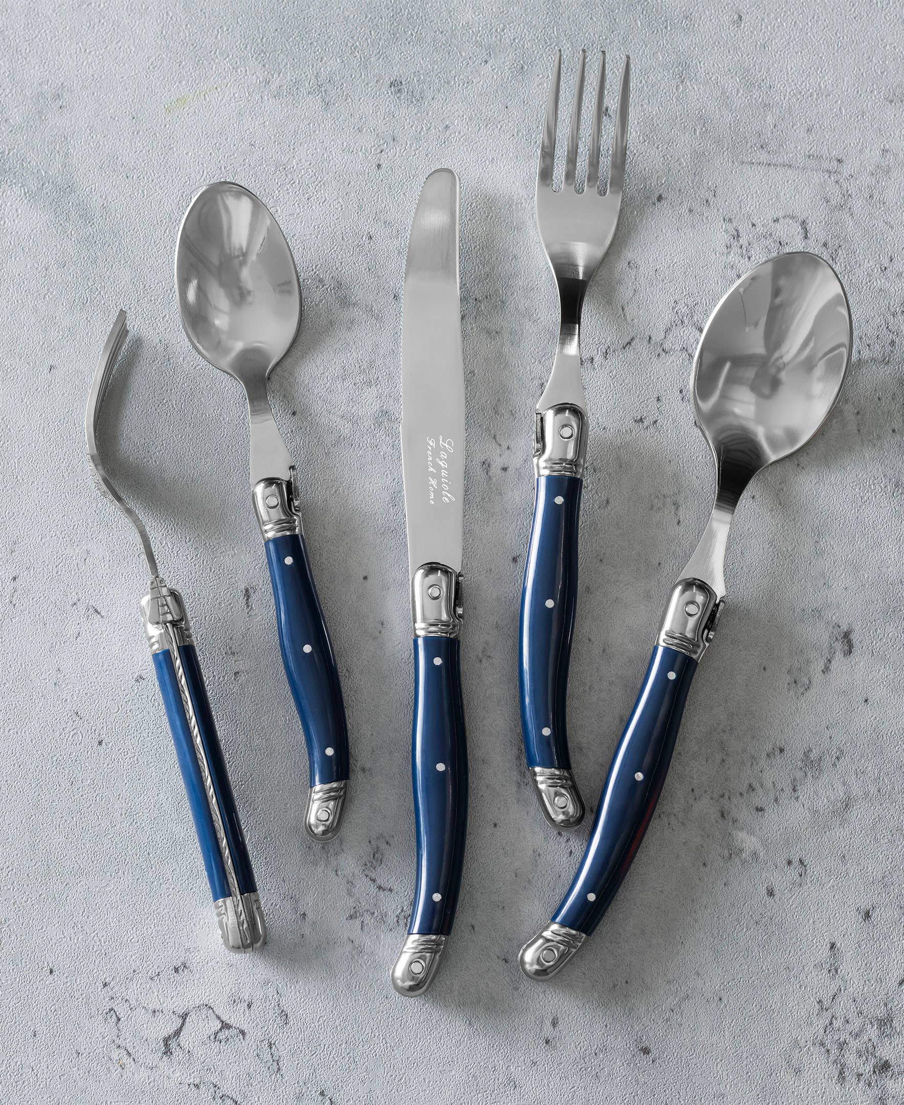 Laguiole Connoisseur 18/10 Stainless-Steel Navy Flatware Set