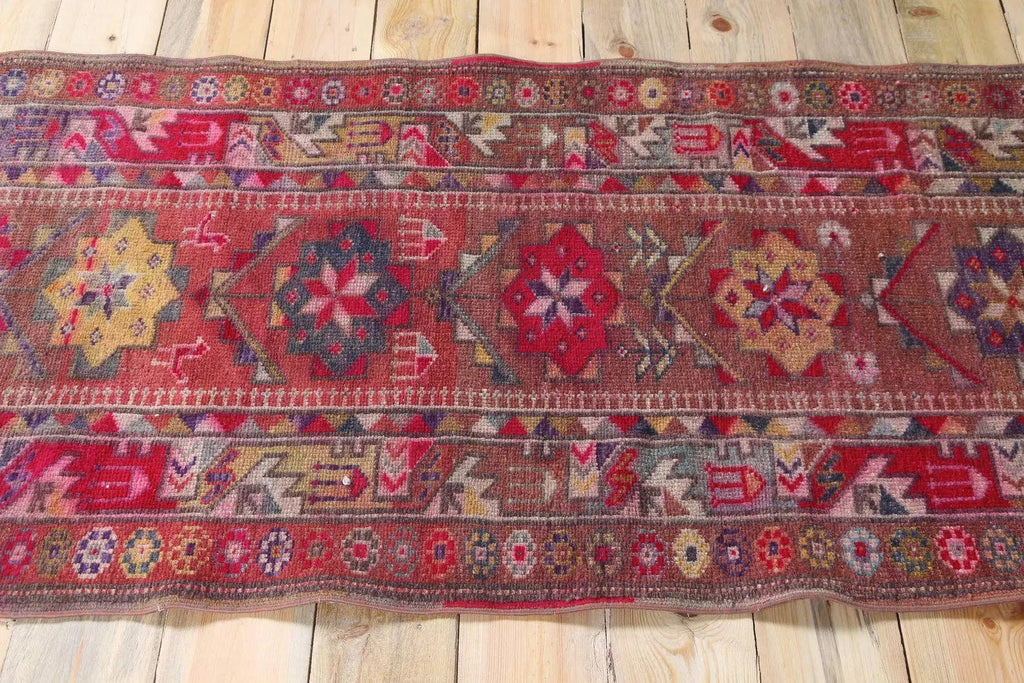 Vintage Anatolian Turkish Wool Runner | Hand-Knotted Village Rug | 3.9 x 7.2 ft