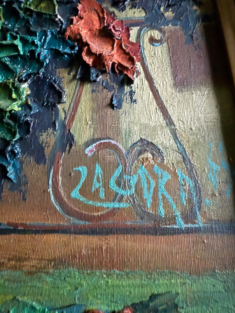 “Montmartre en Fleurs” – Mid-Century Textural Paris Painting