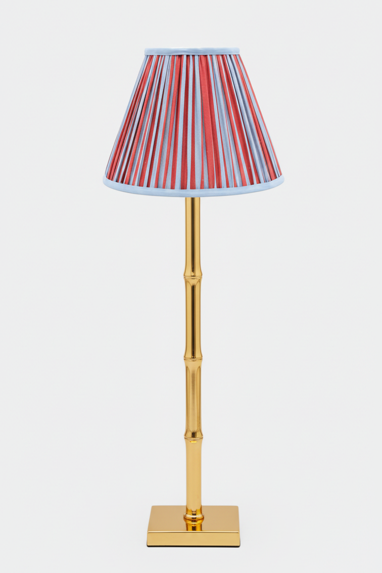 10” Pleated Empire Lampshade — Blockprint in Red and Blue