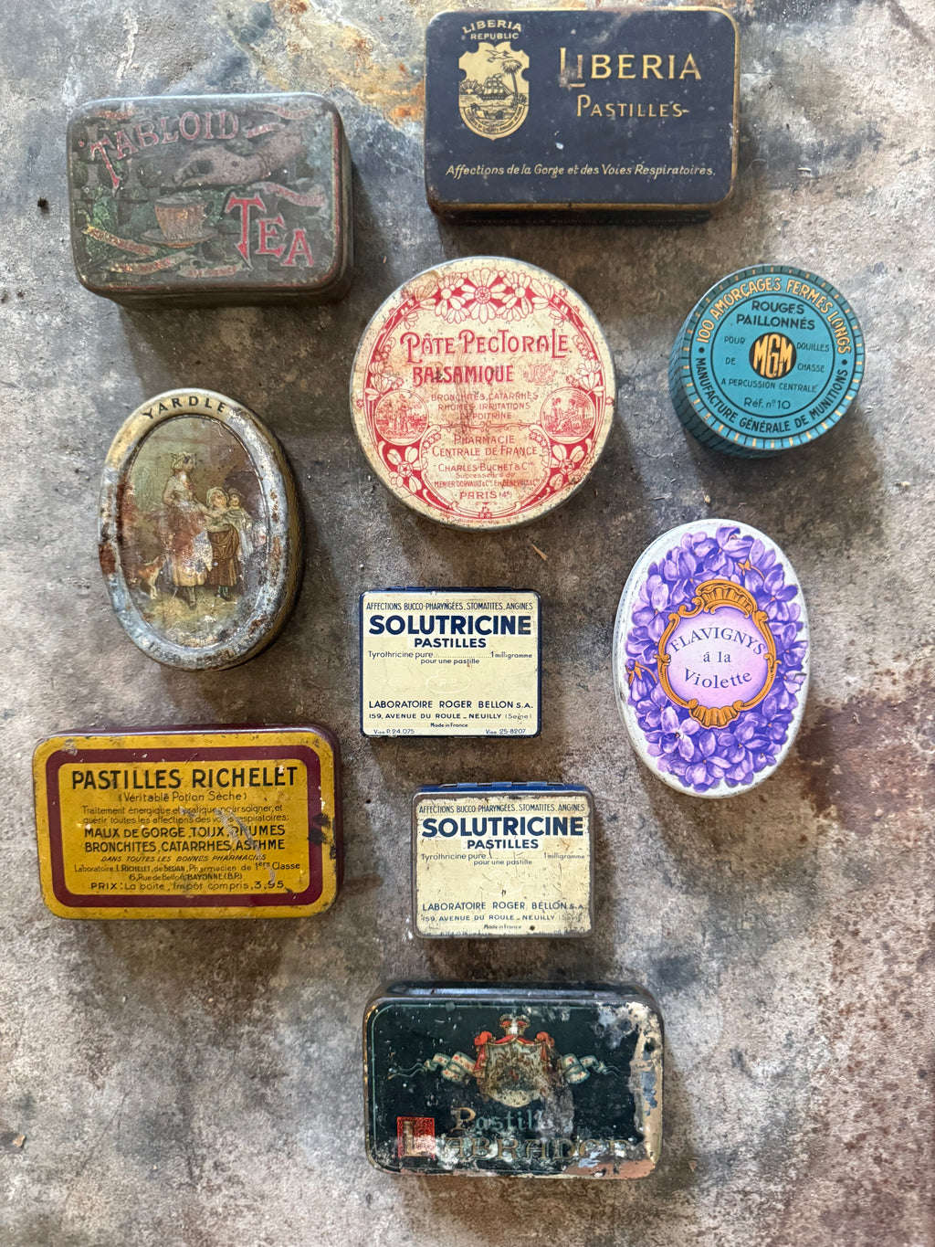 Vintage French Candy & Pharmacy Tins – Decorative Collectibles, Early–Mid 20th Century