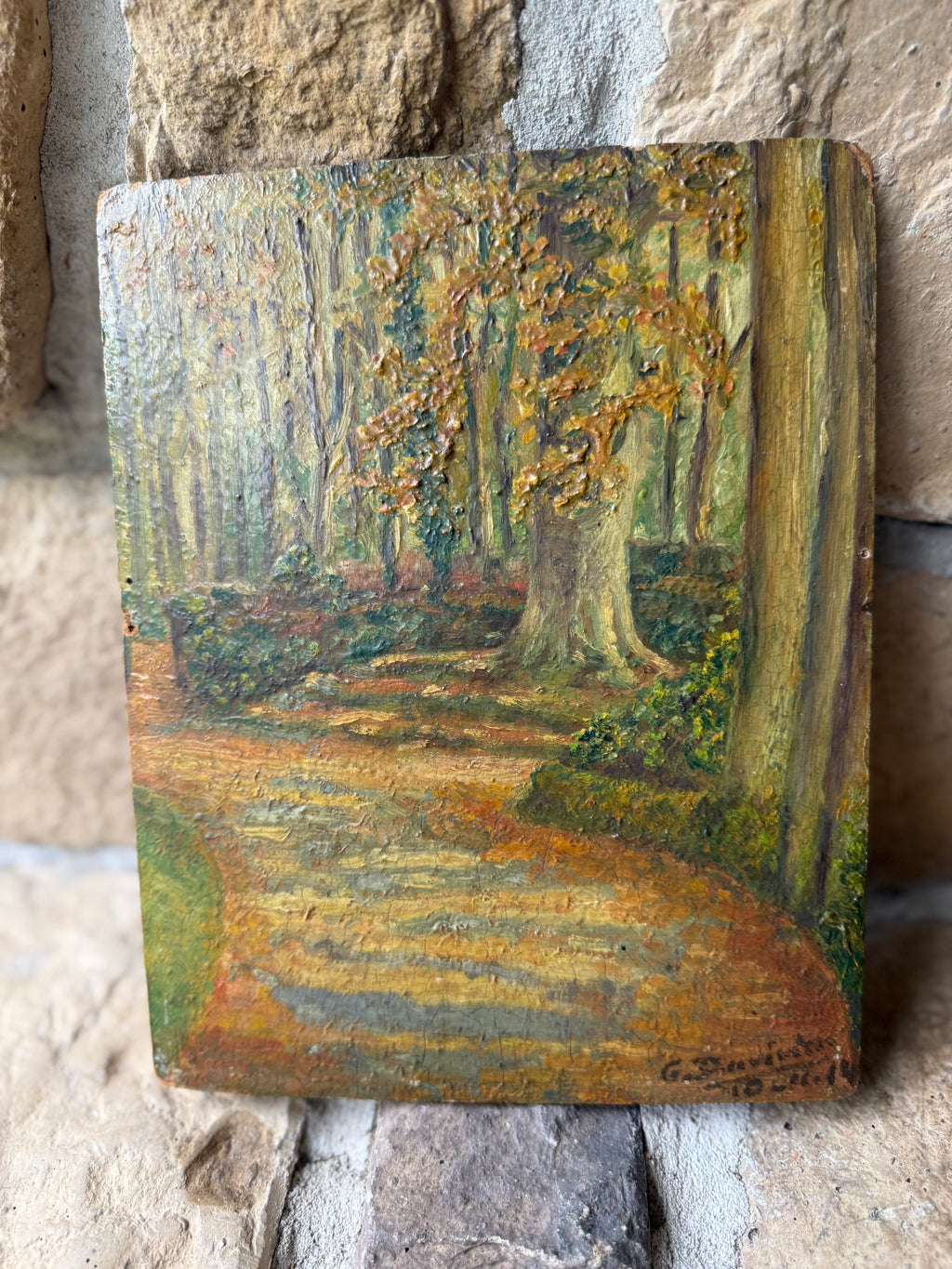 Le Chemin Sous les Arbres  Oil on Board — Signed G. Derville