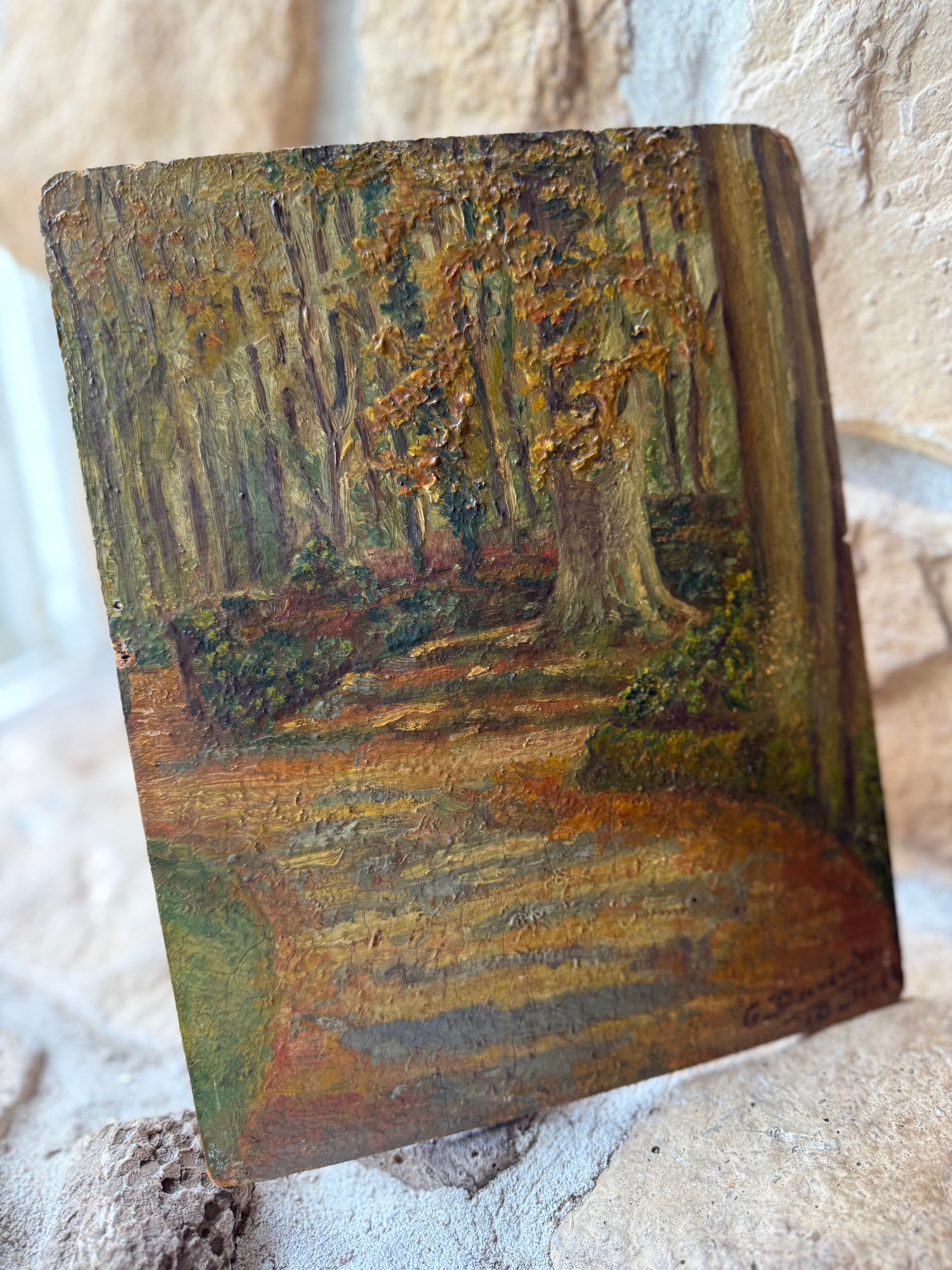 Le Chemin Sous les Arbres  Oil on Board — Signed G. Derville