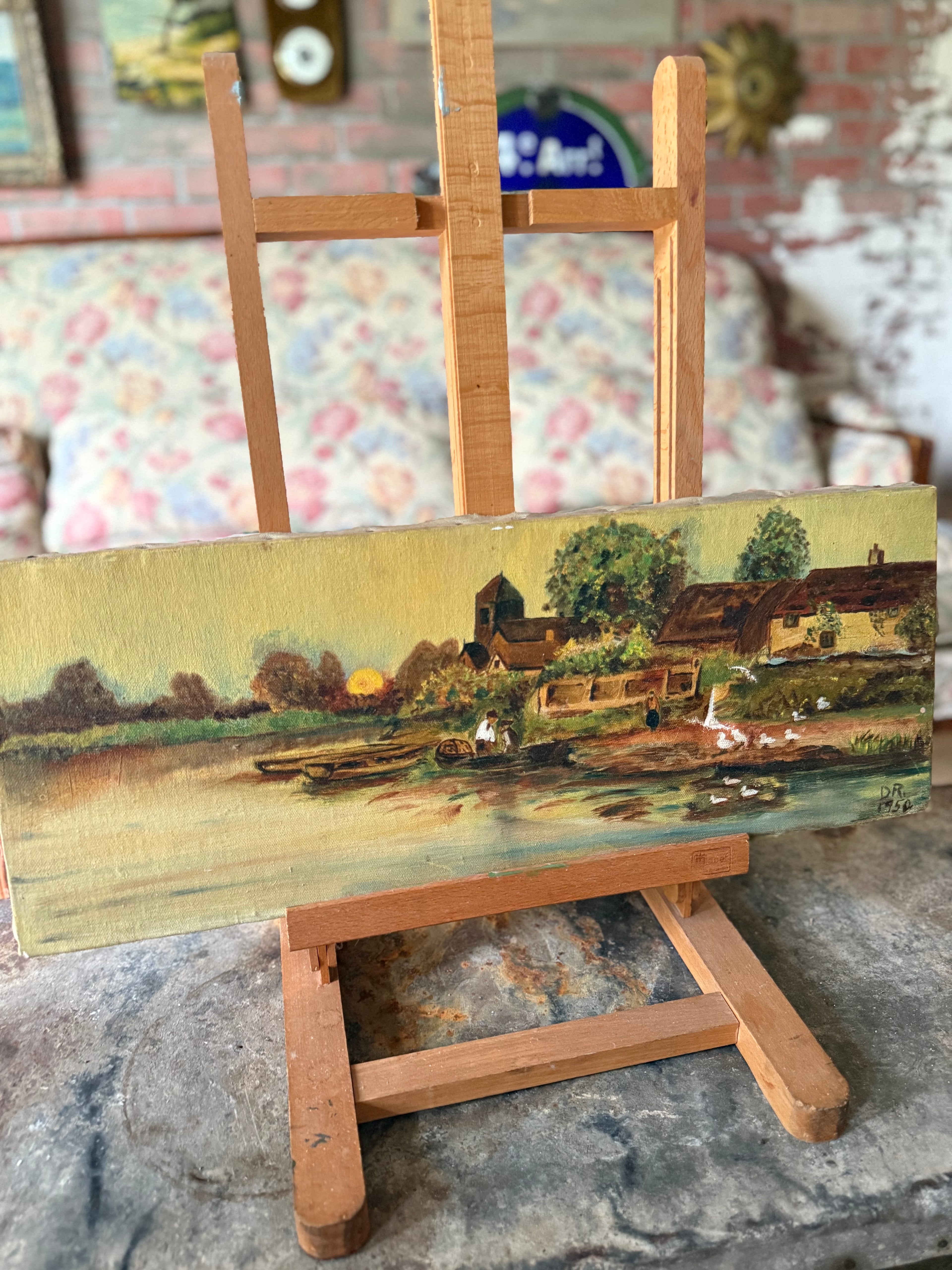 Evening on the Riverbank Oil on Canvas