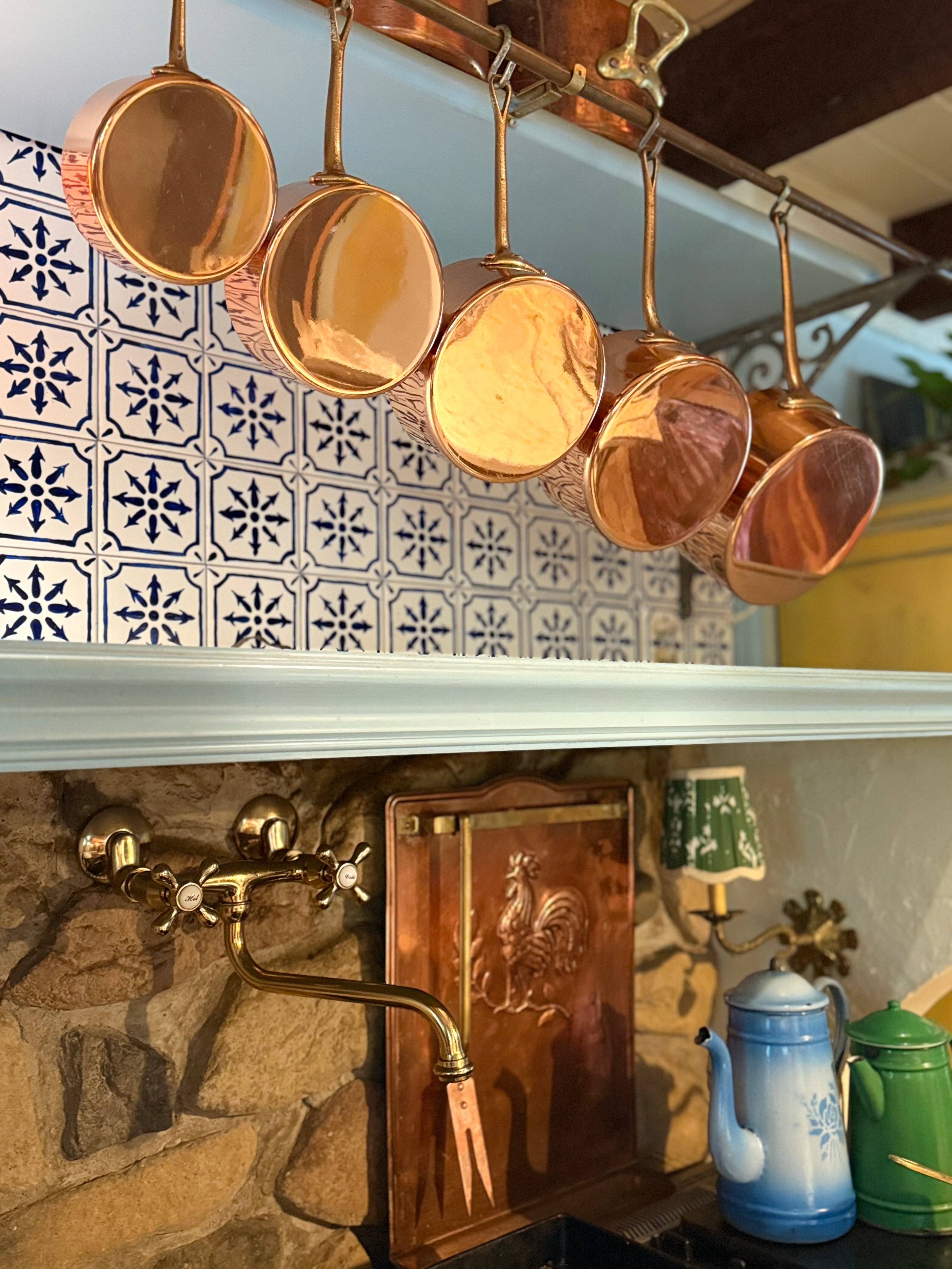 French Copper Nesting Saucepan Set – Stamped & Tin-Lined