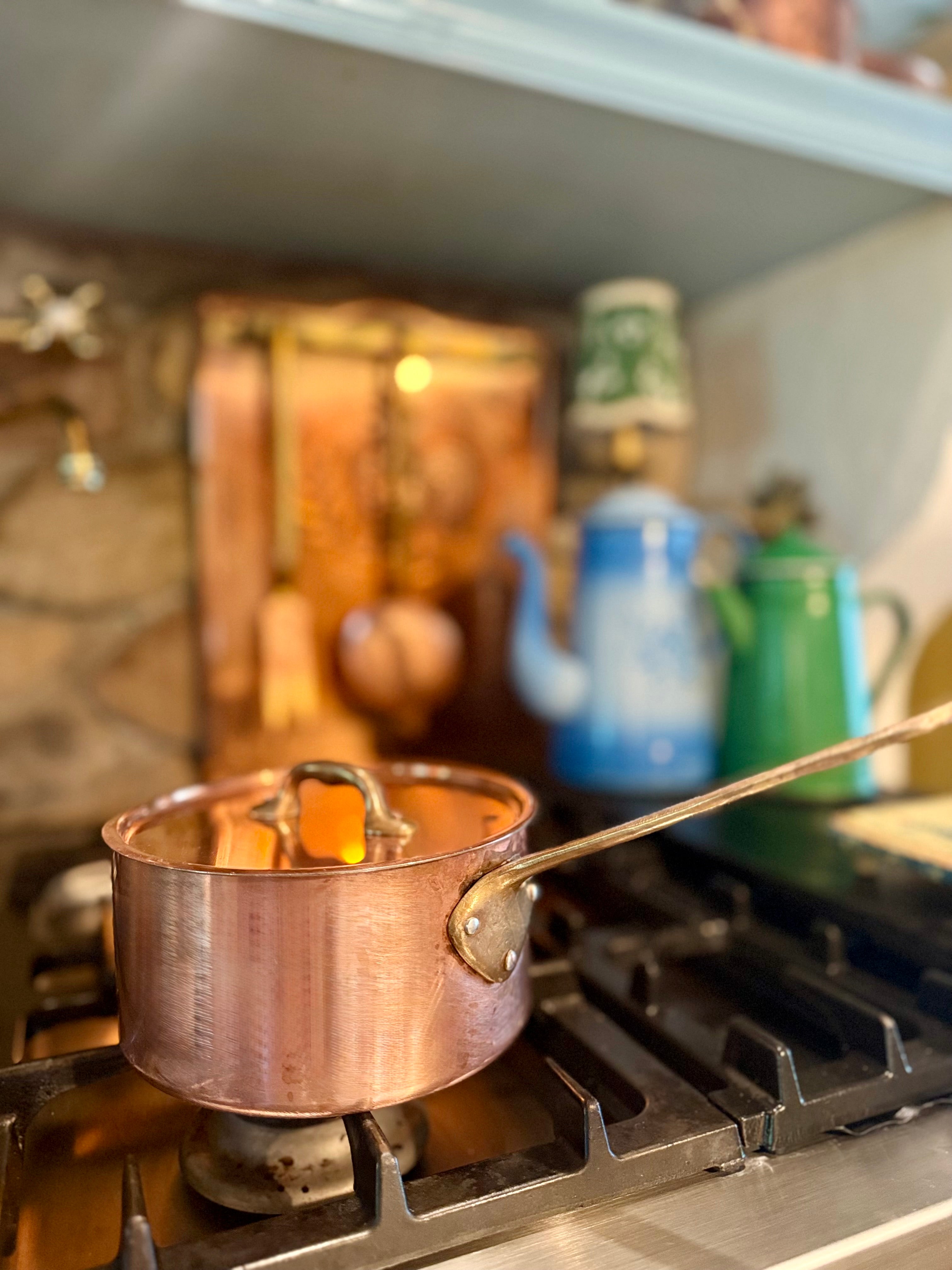 French Copper Small Saucepan with Lid – Perfect Tin Interior