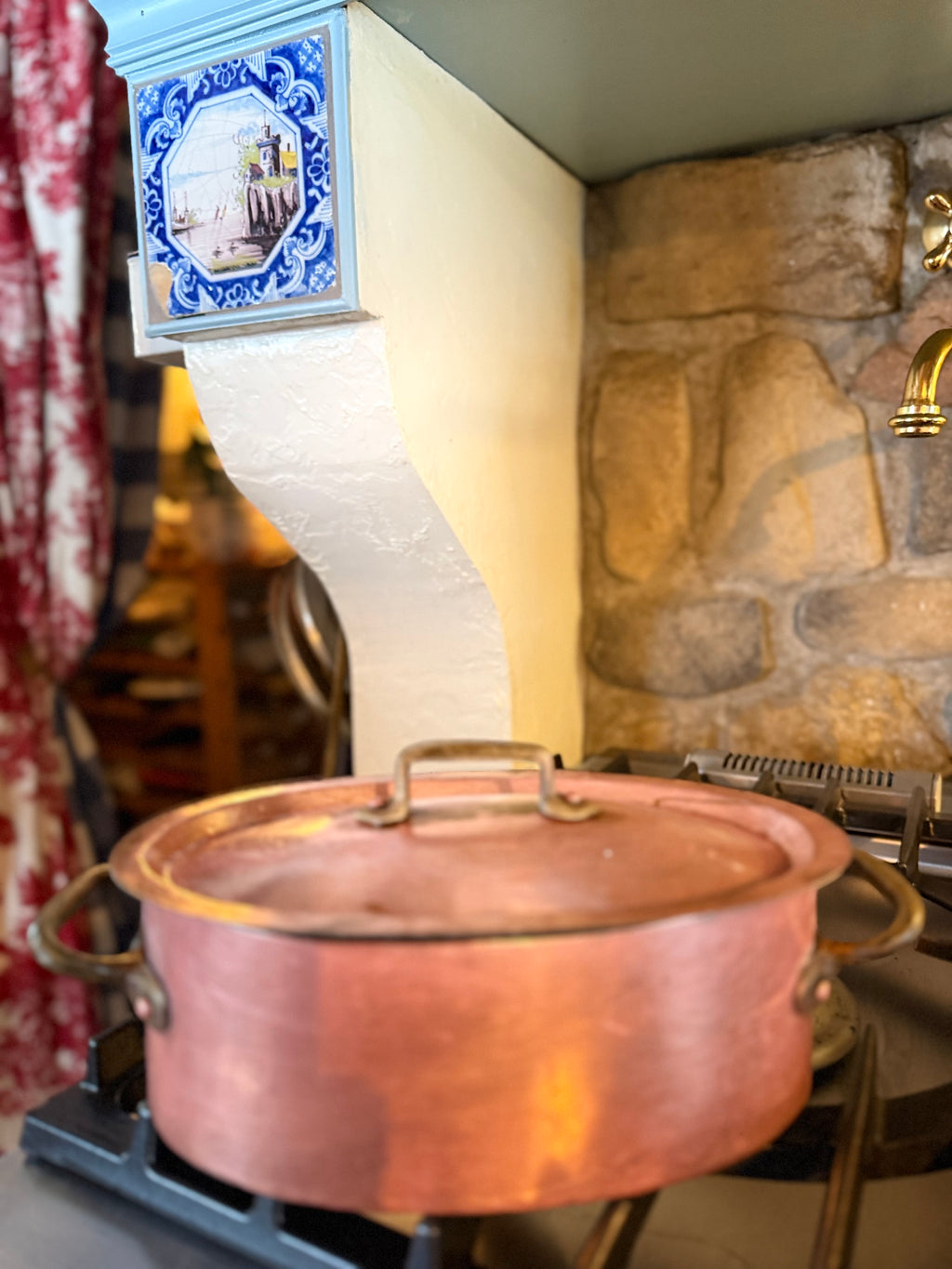 Vintage French Copper Casserole – 10” Stamped & Handcrafted