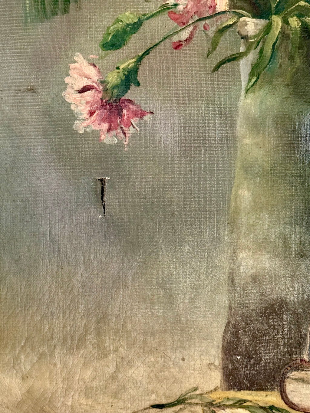 “Les Fleurs et les Livres” – Antique French Still Life with Books and Mimosa