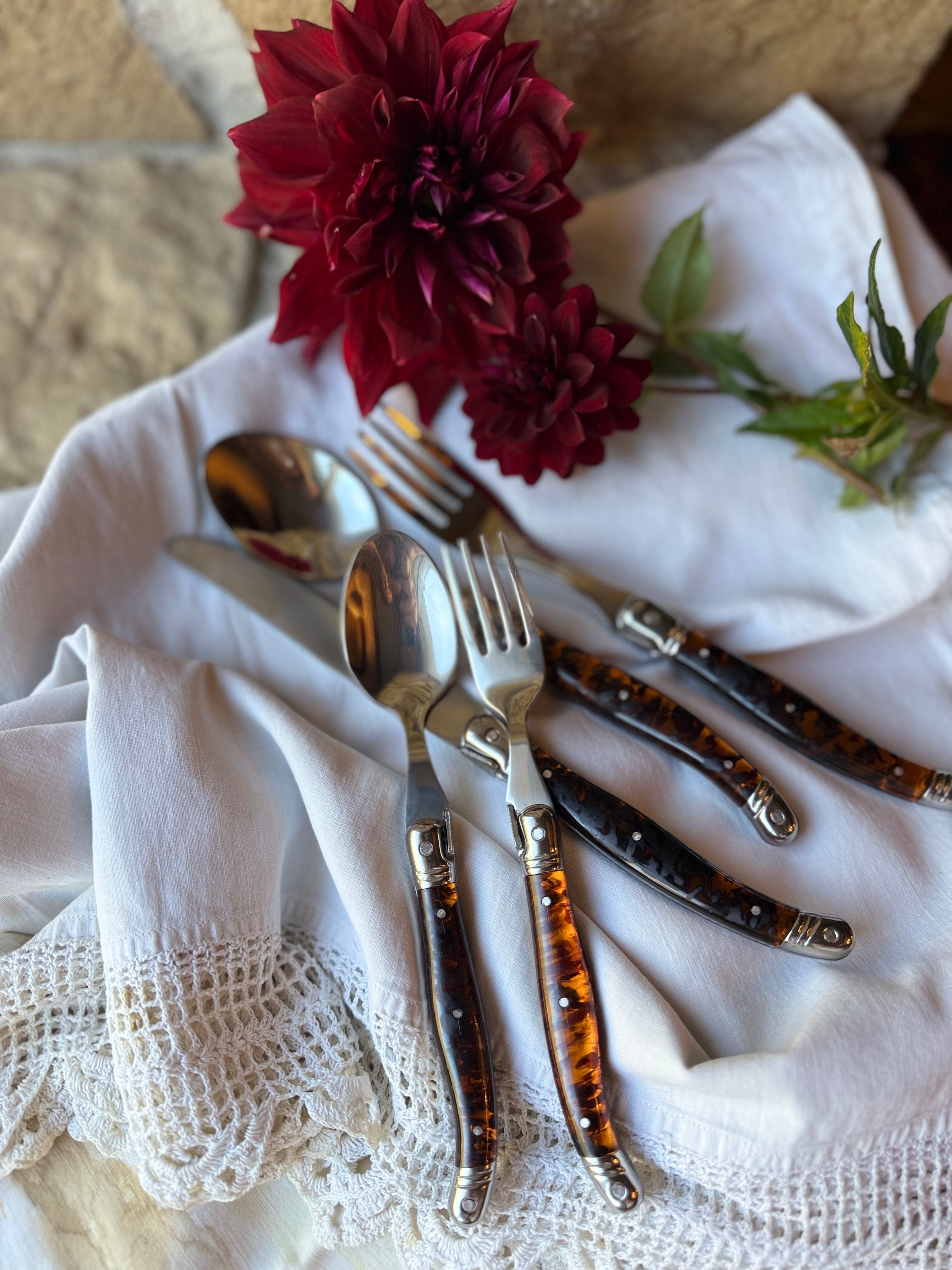 Laguiole Connoisseur 20pc 18/10 Ss Tortoise Flatware Set