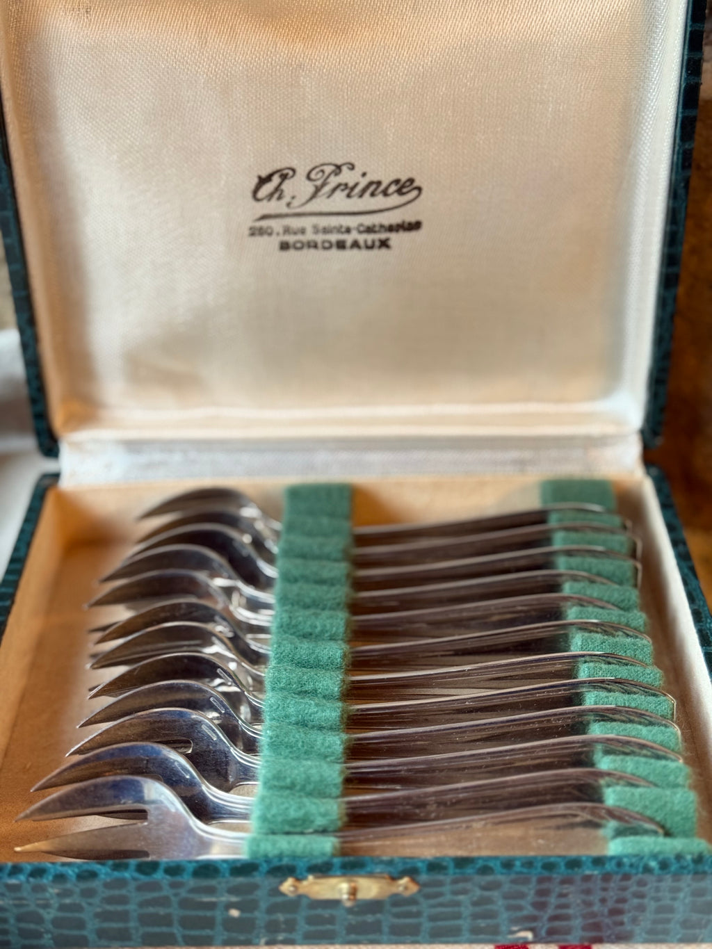 Vintage Bordeaux Dessert Fork Set | Ch. Prince, France
